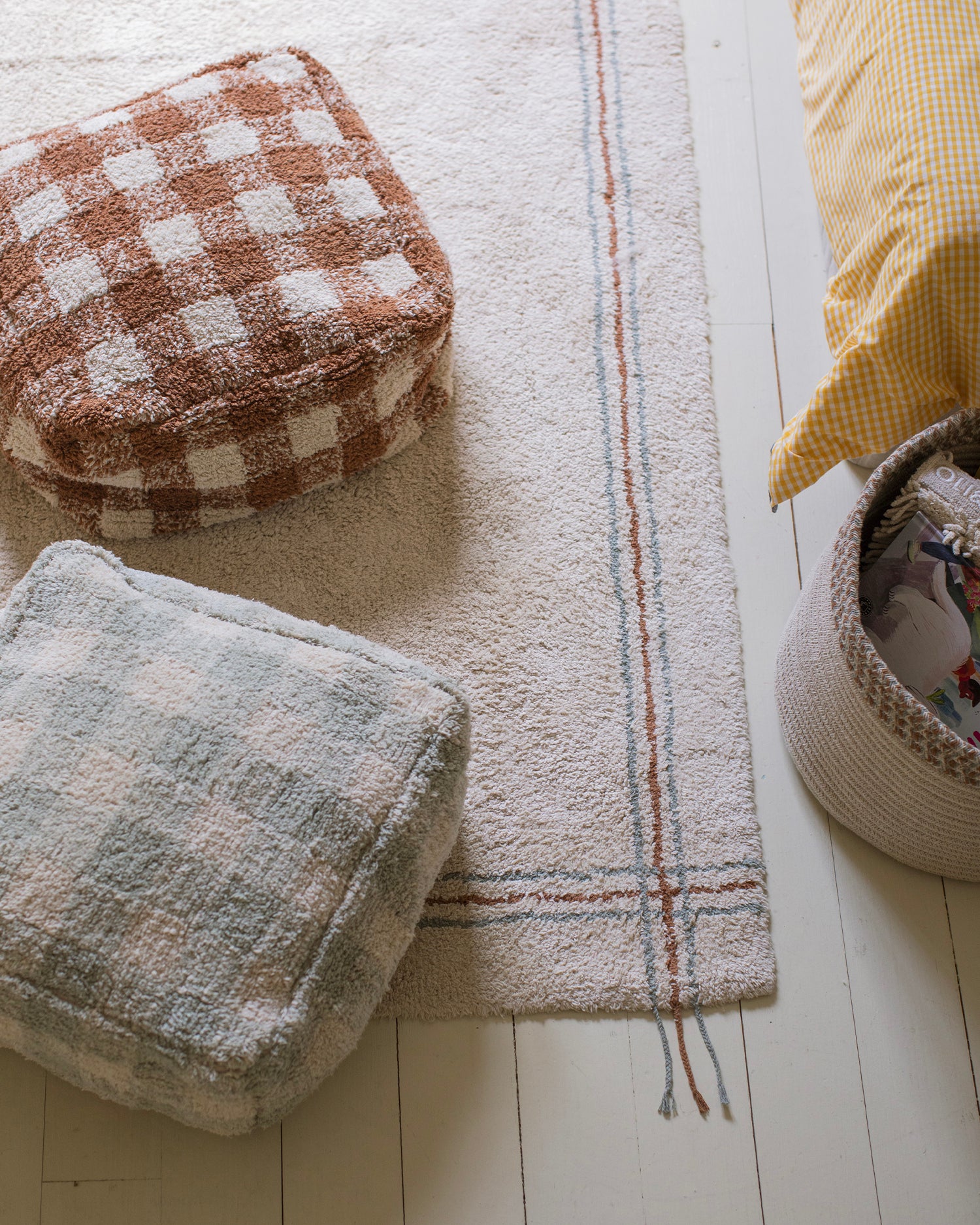 Pouf per bambini in cotone Vichy