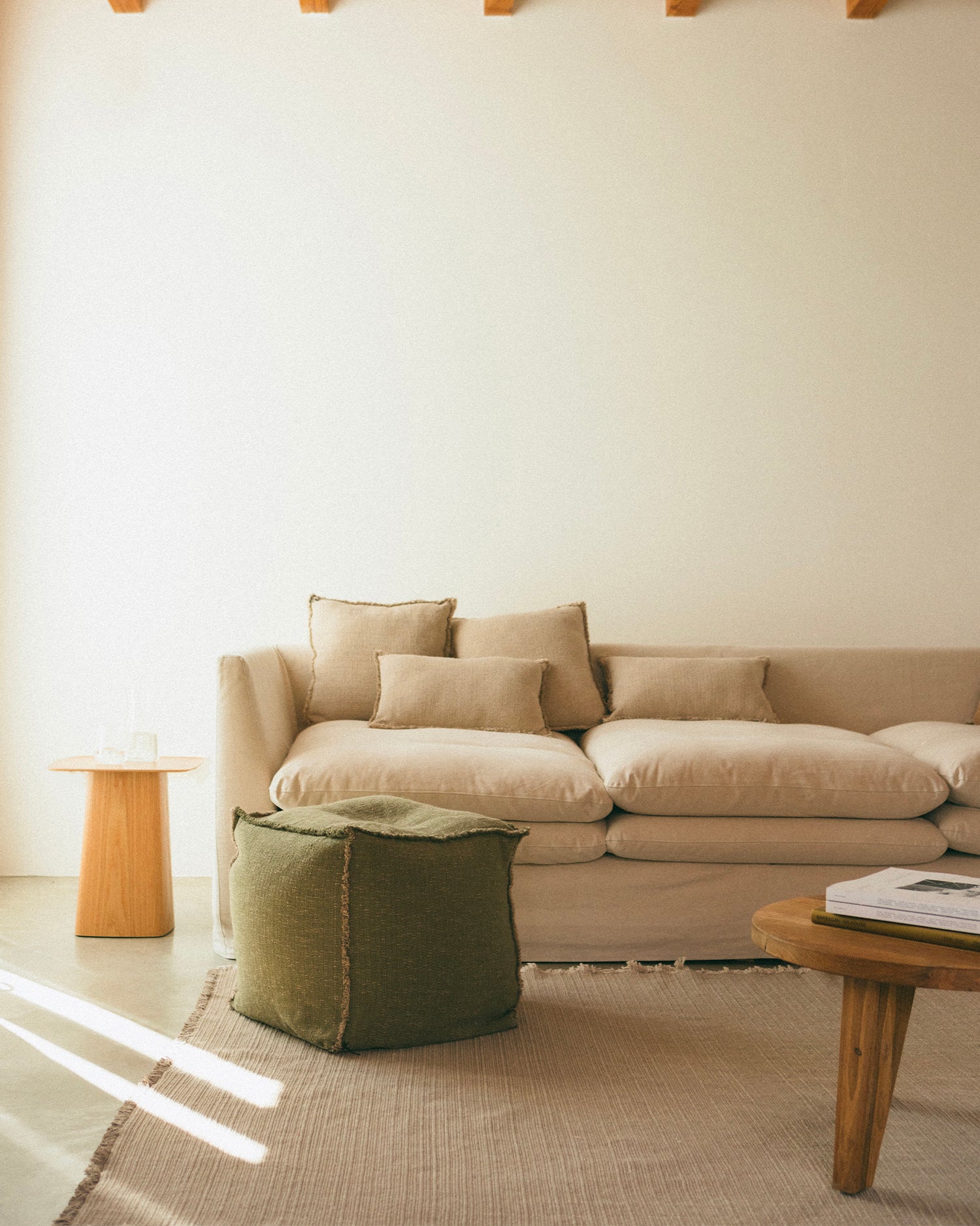 Pouf in cotone realizzato a mano Handloom