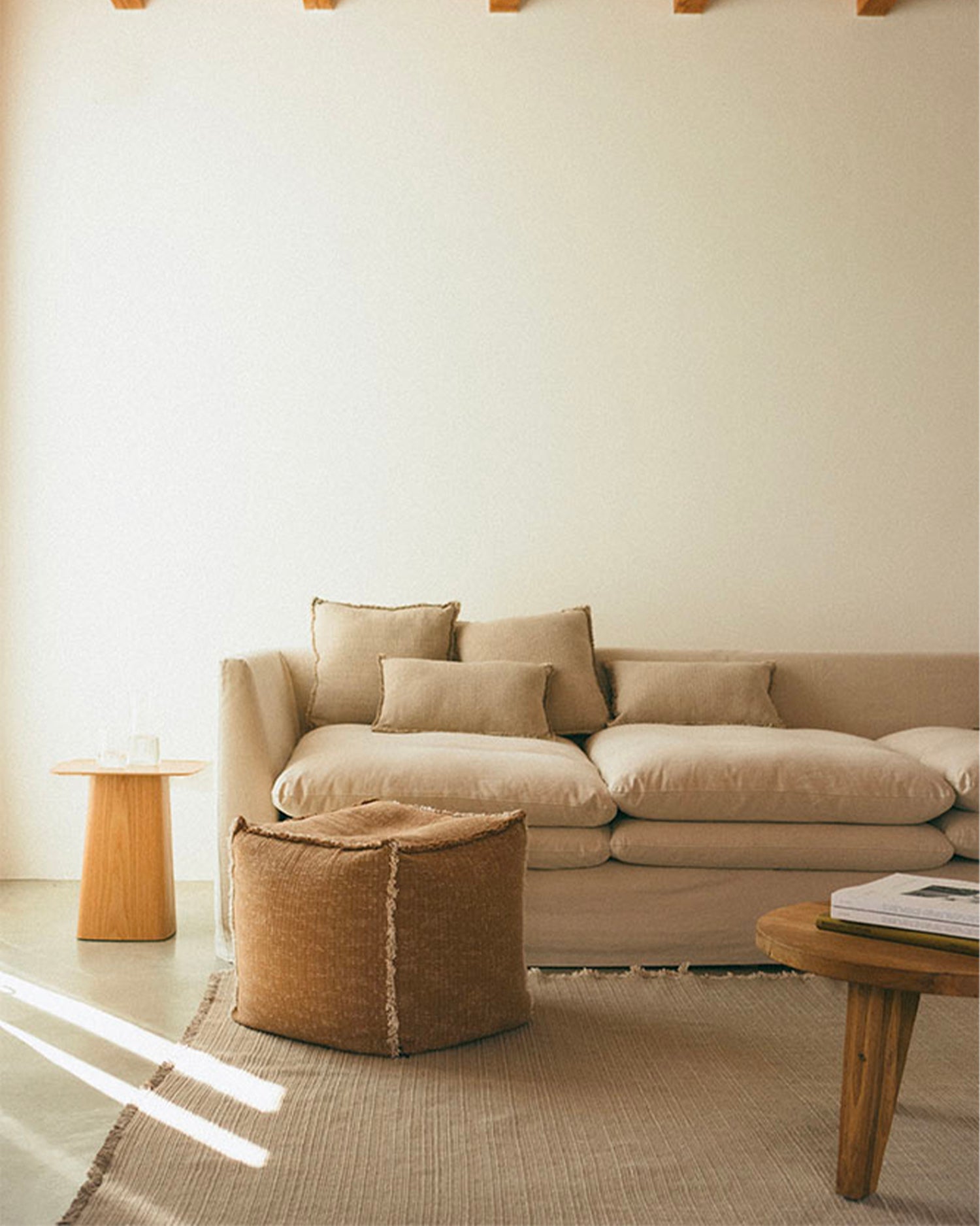Pouf in cotone realizzato a mano Handloom