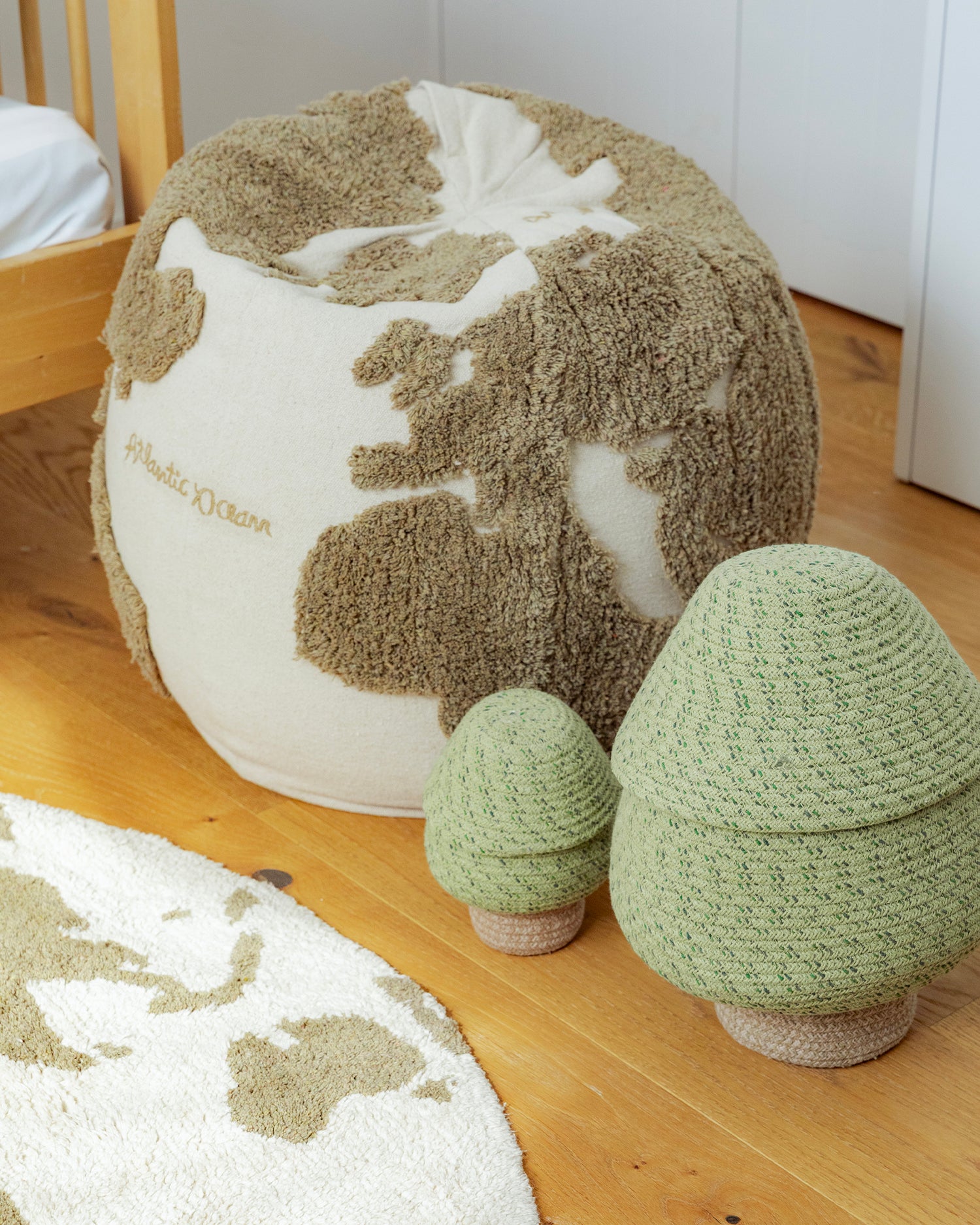 Pouf in cotone per bambini World Map
