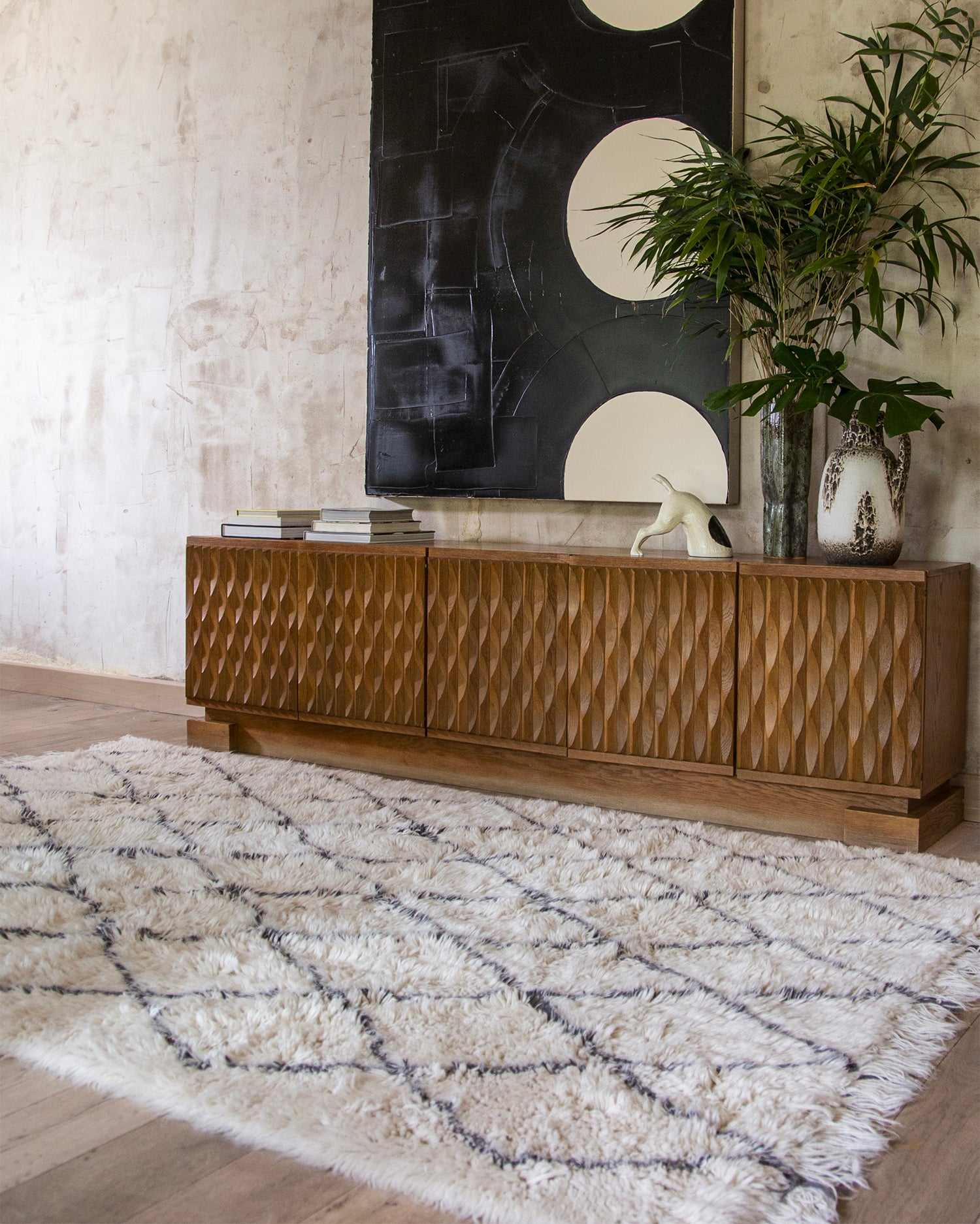 Tappeto lavabile in lana con frange realizzato a mano Berber Soul