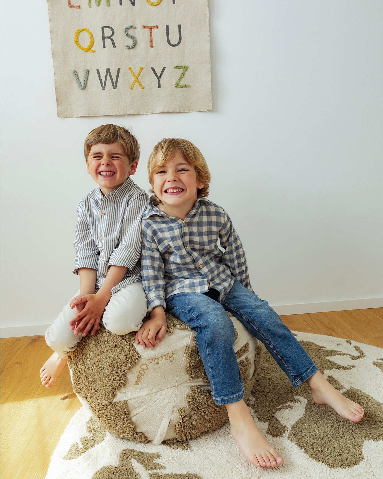 Pouf in cotone per bambini World Map