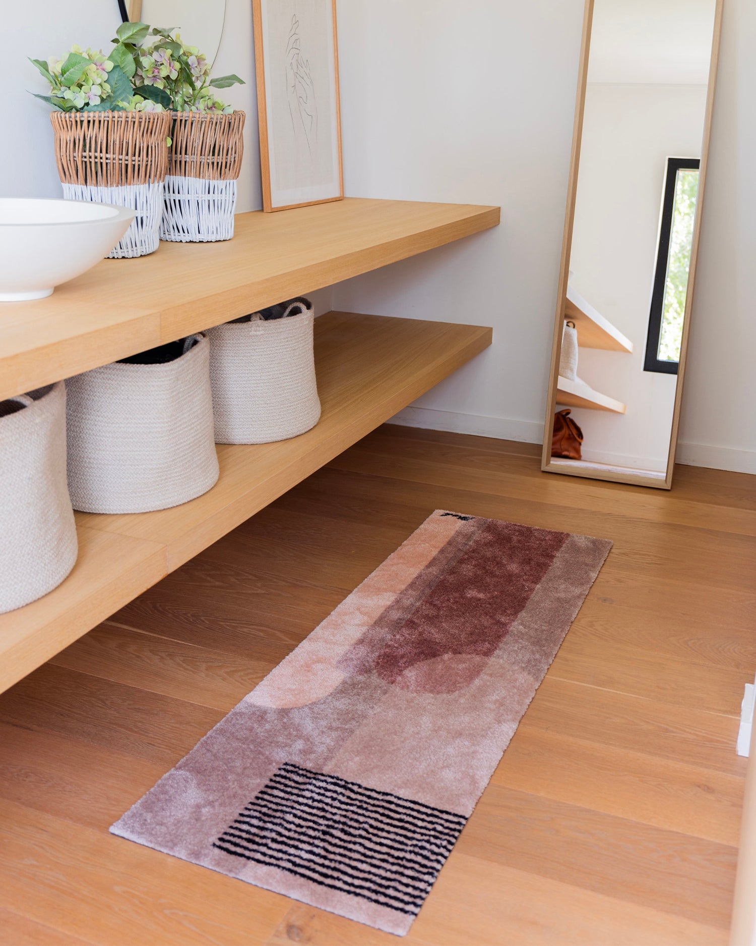 Runner lavabile con motivo geometrico moderno Nona