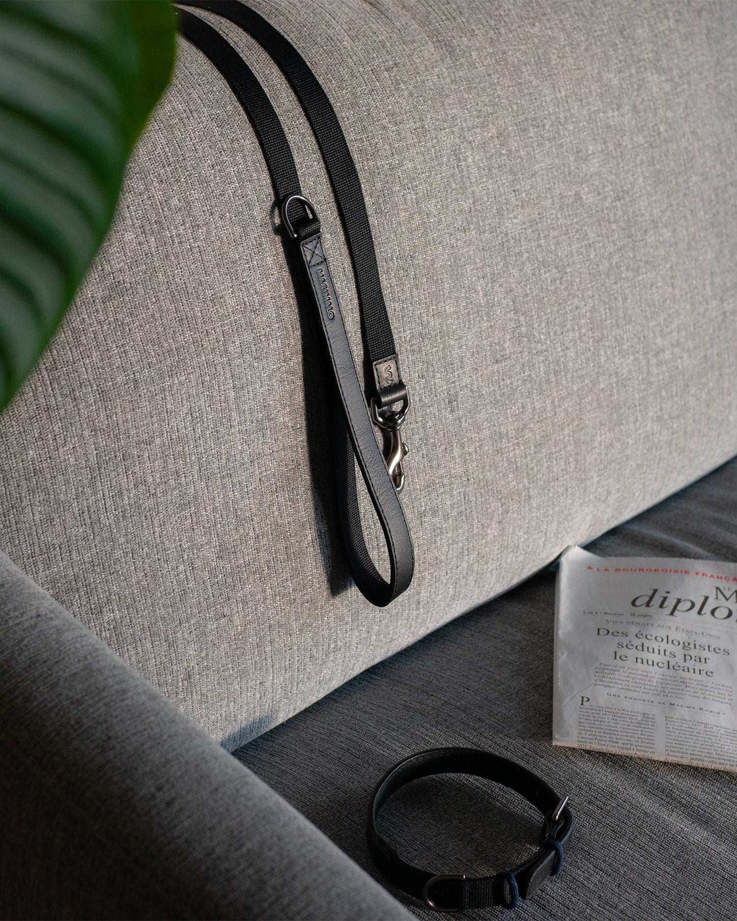 Guinzaglio con impugnatura in pelle Colour Block