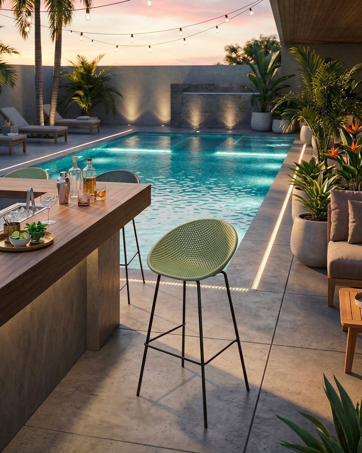 Set 2 sgabelli alti da esterno in polipropilene Ibiza