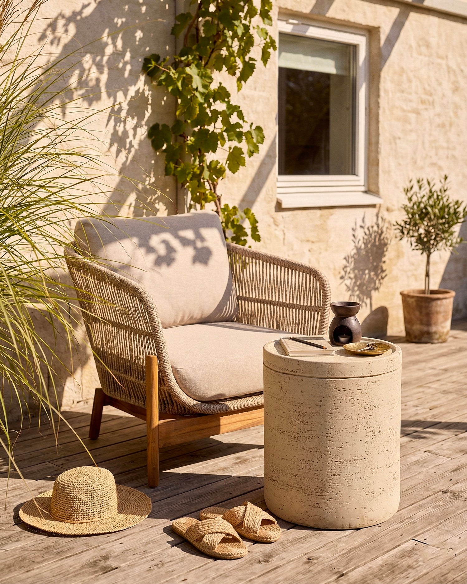 Tavolino rotondo effetto pietra Anne