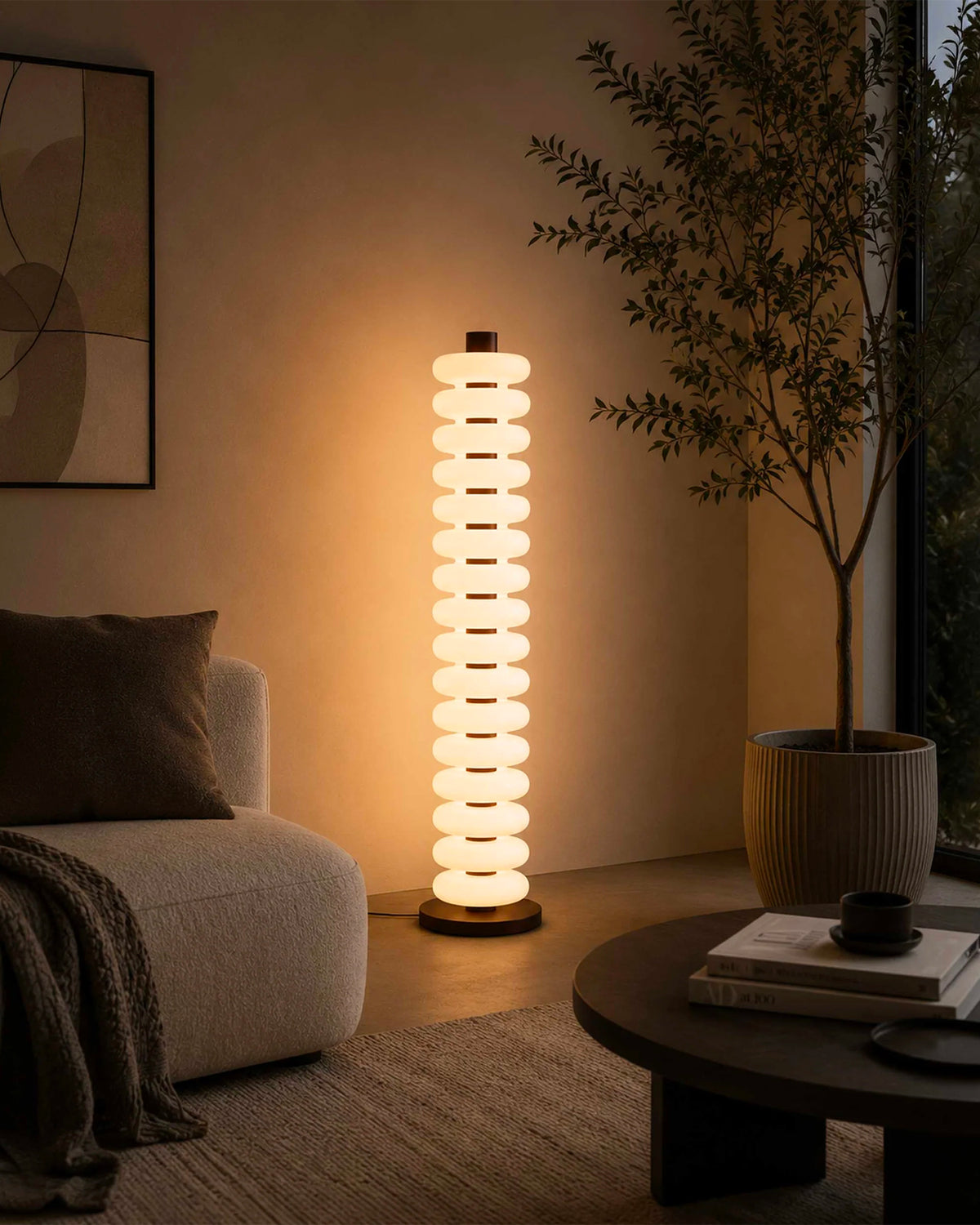 Lampada da terra in vetro opale Nuvem