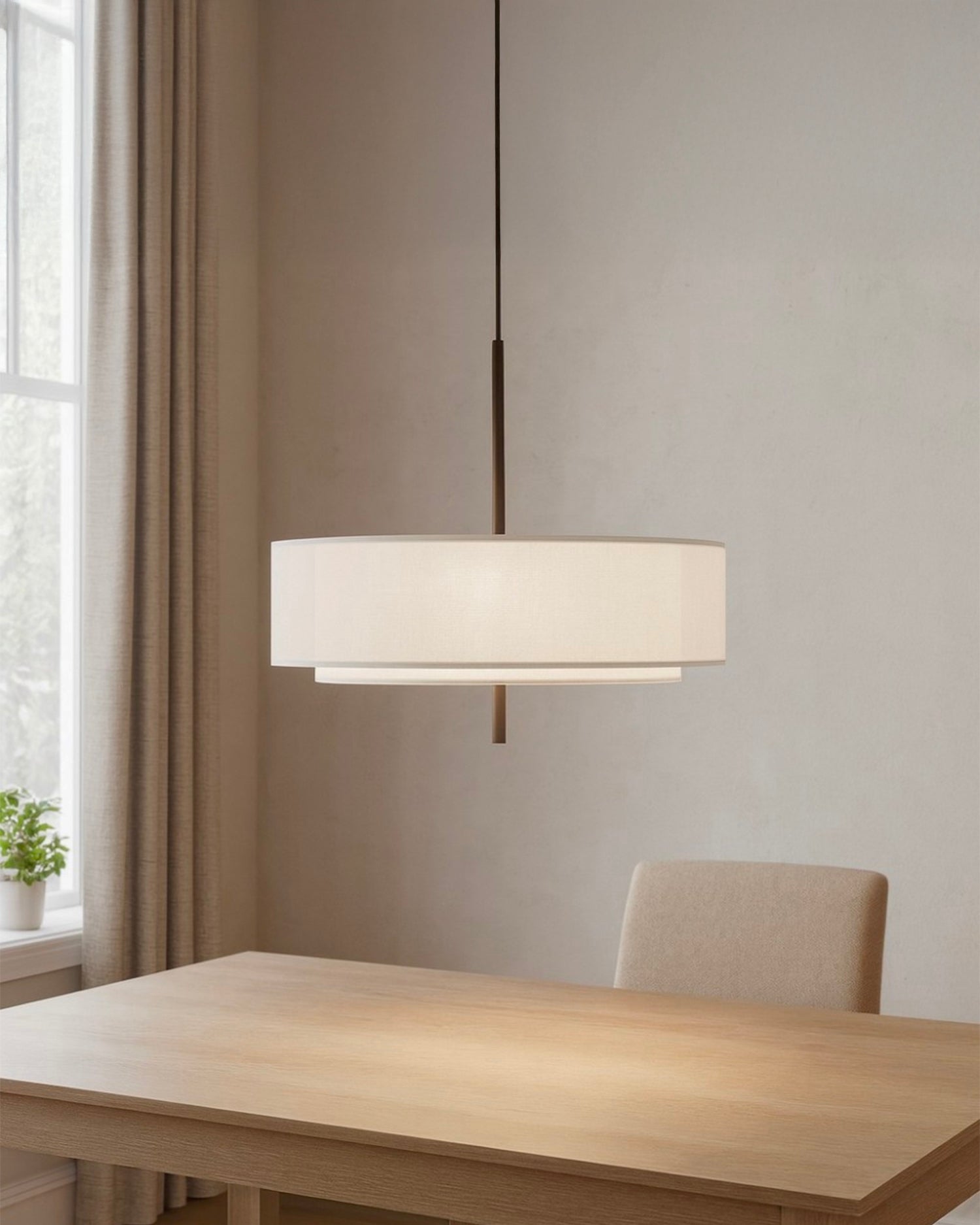 Lampada a sospensione con paralume in tessuto Bergamo