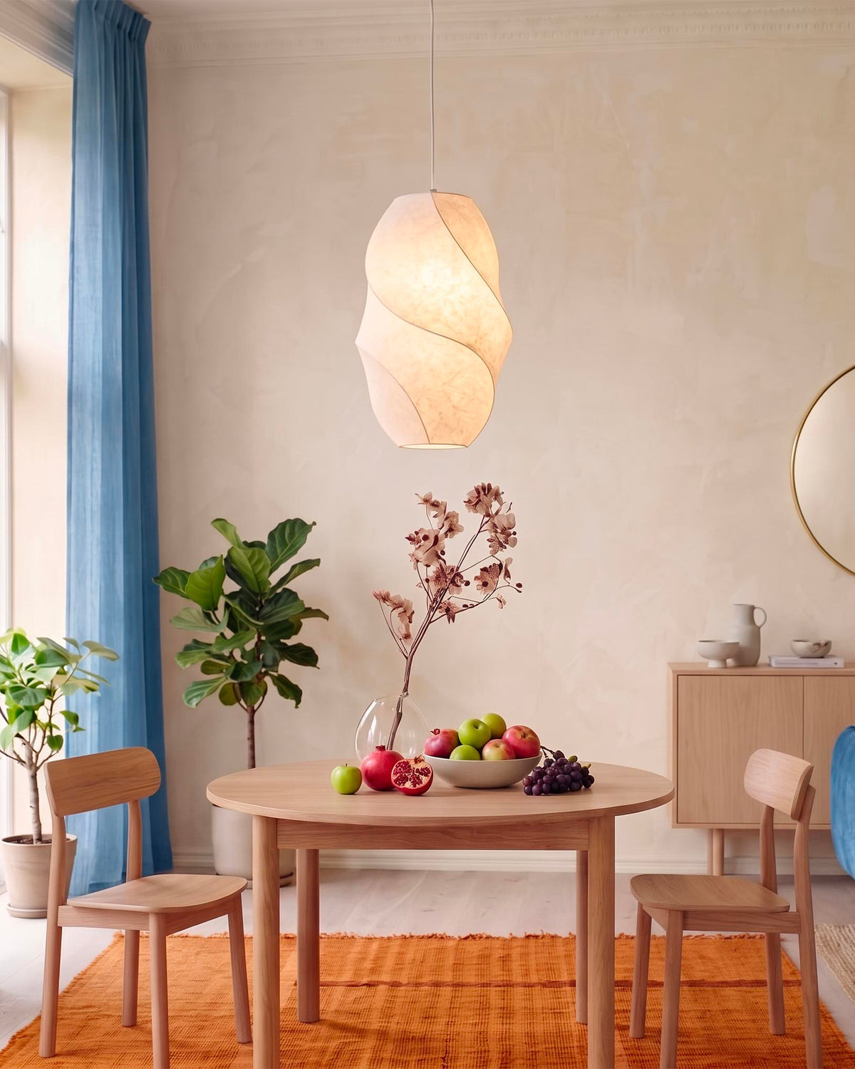 Lampada a sospensione con paralume in tessuto Bloom