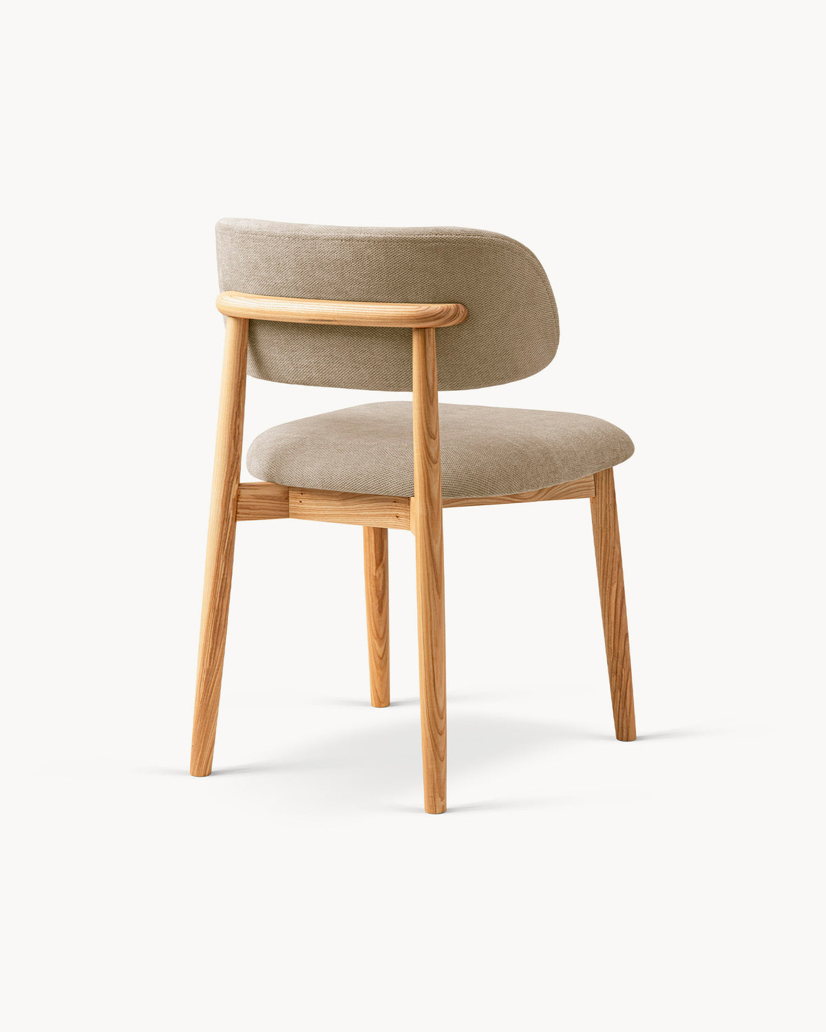 Sedia imbottita in chenille e legno Evan