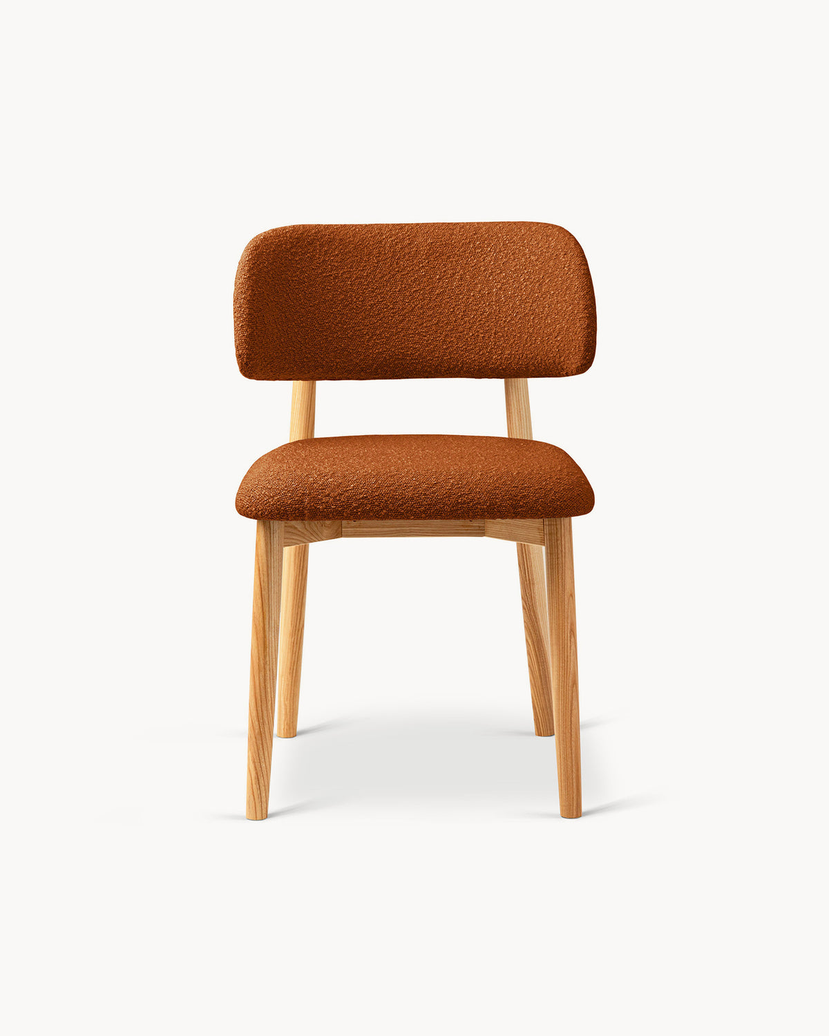 Sedia imbottita in bouclé e legno Evan