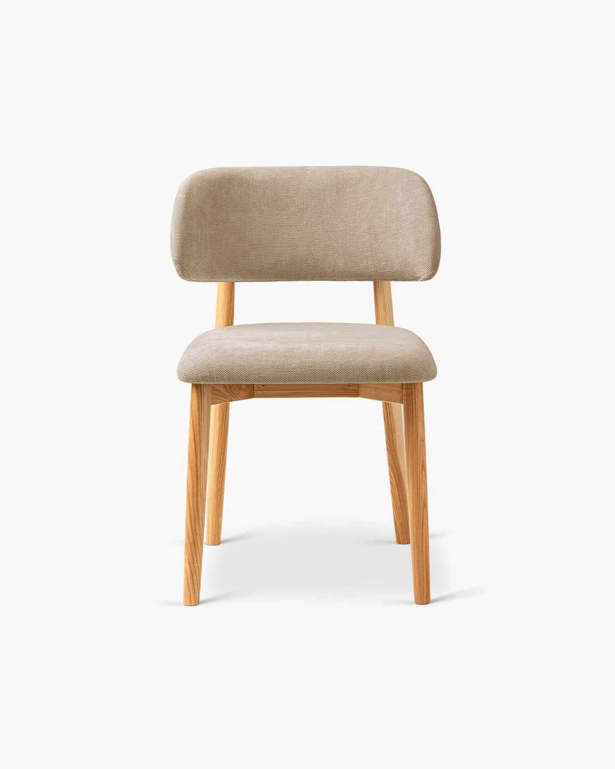 Sedia imbottita in chenille e legno Evan