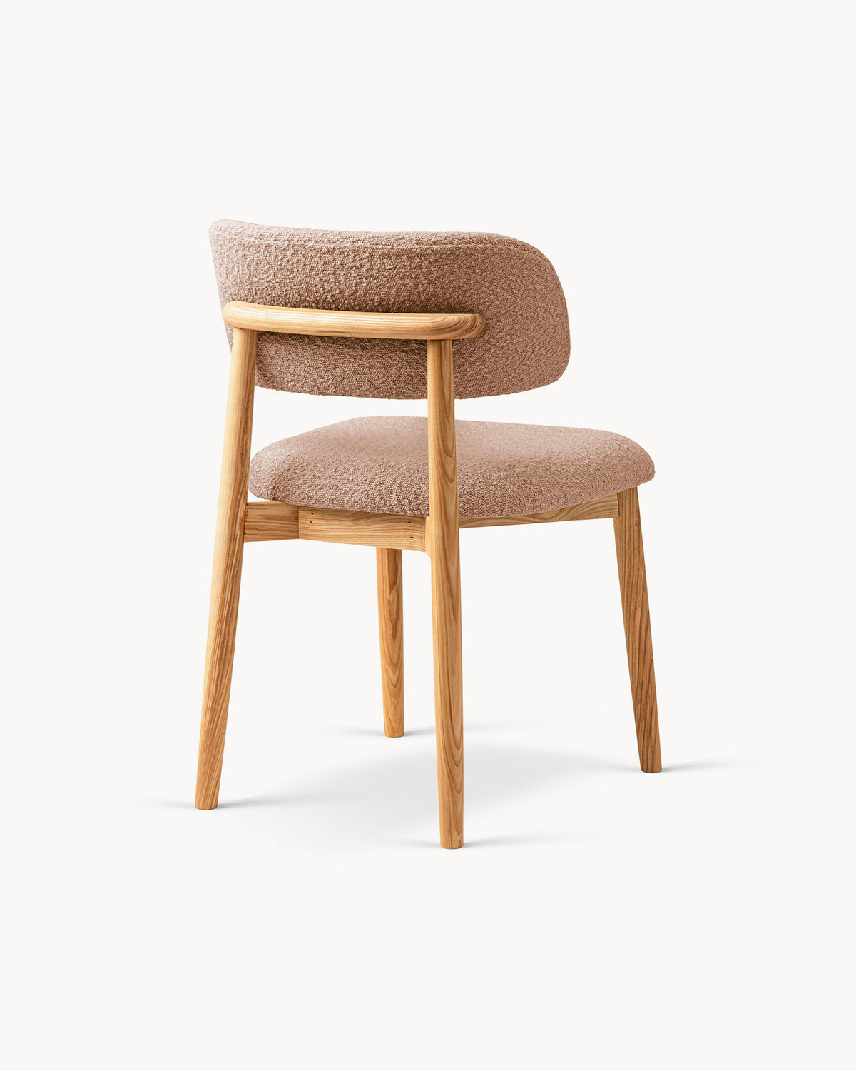 Sedia imbottita in bouclé e legno Evan