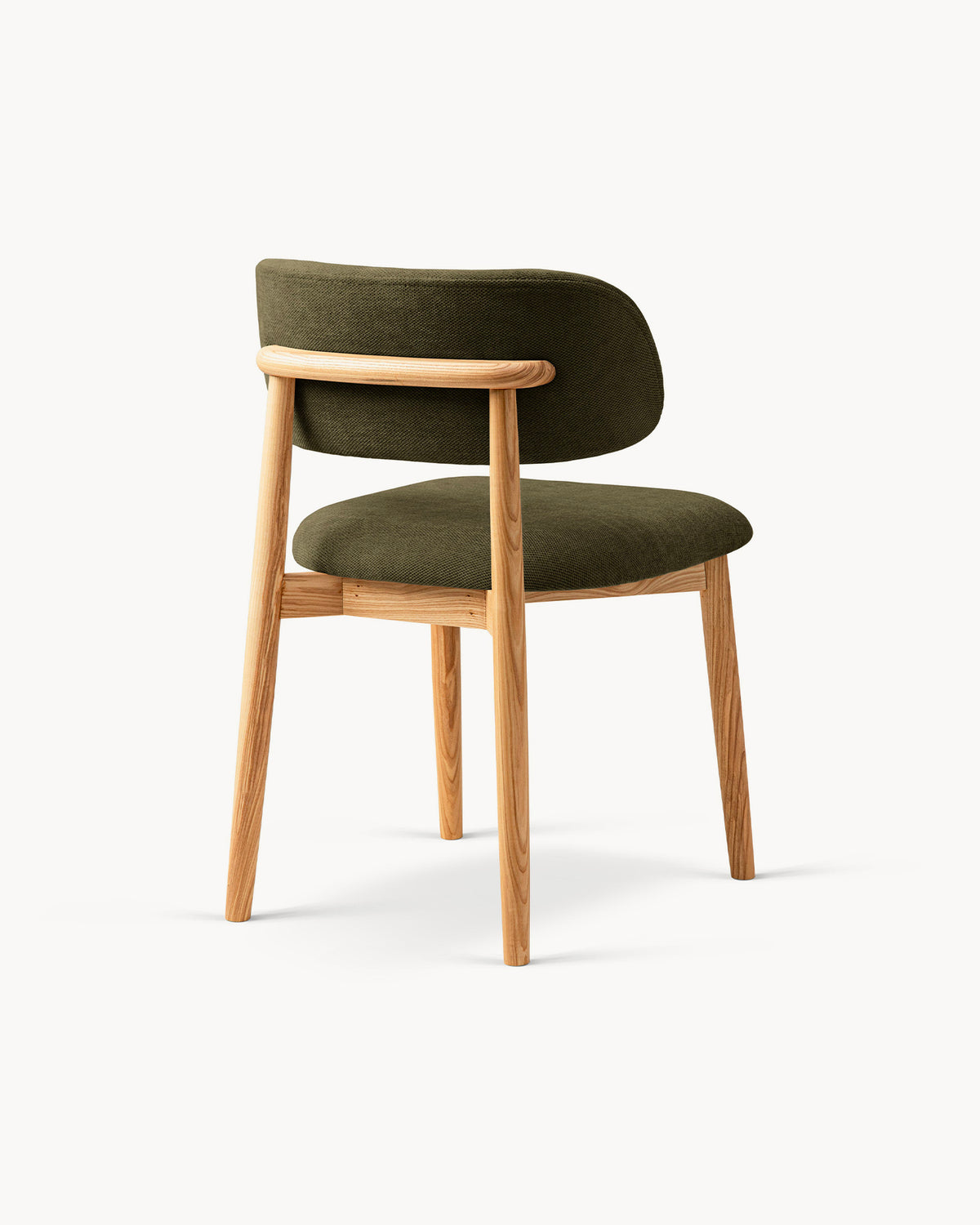 Sedia imbottita in chenille e legno Evan