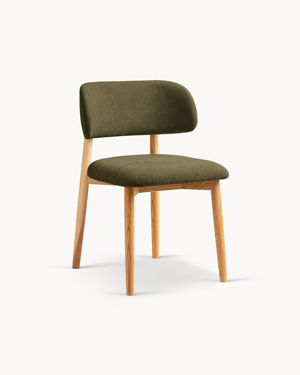 Sedia imbottita in chenille e legno Evan