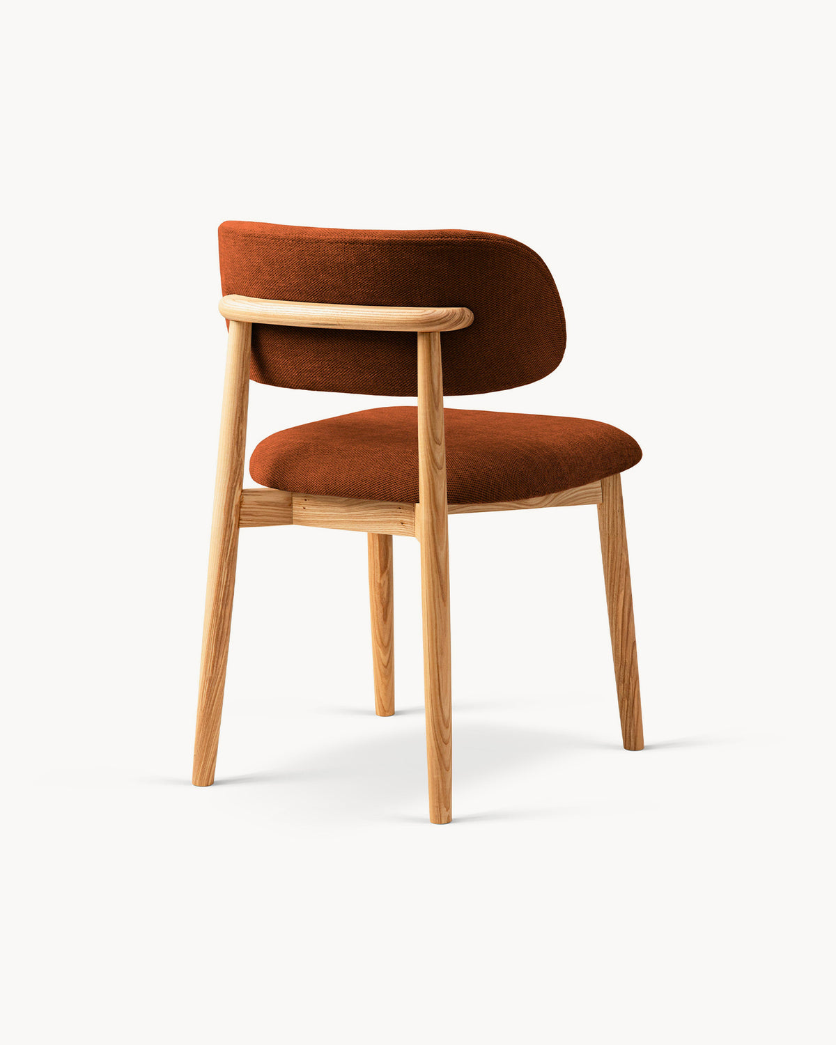 Sedia imbottita in chenille e legno Evan