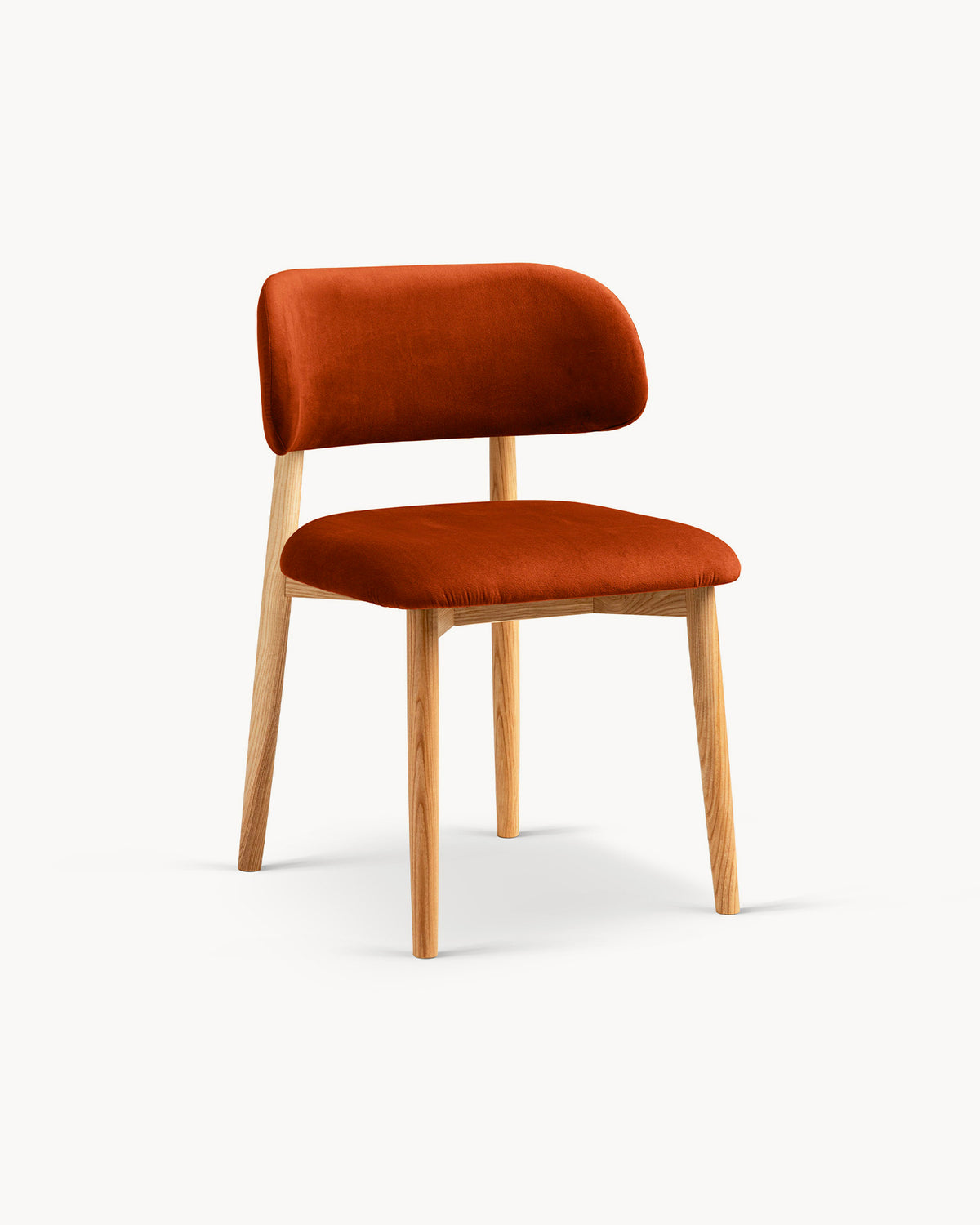 Sedia imbottita in velluto e legno Evan