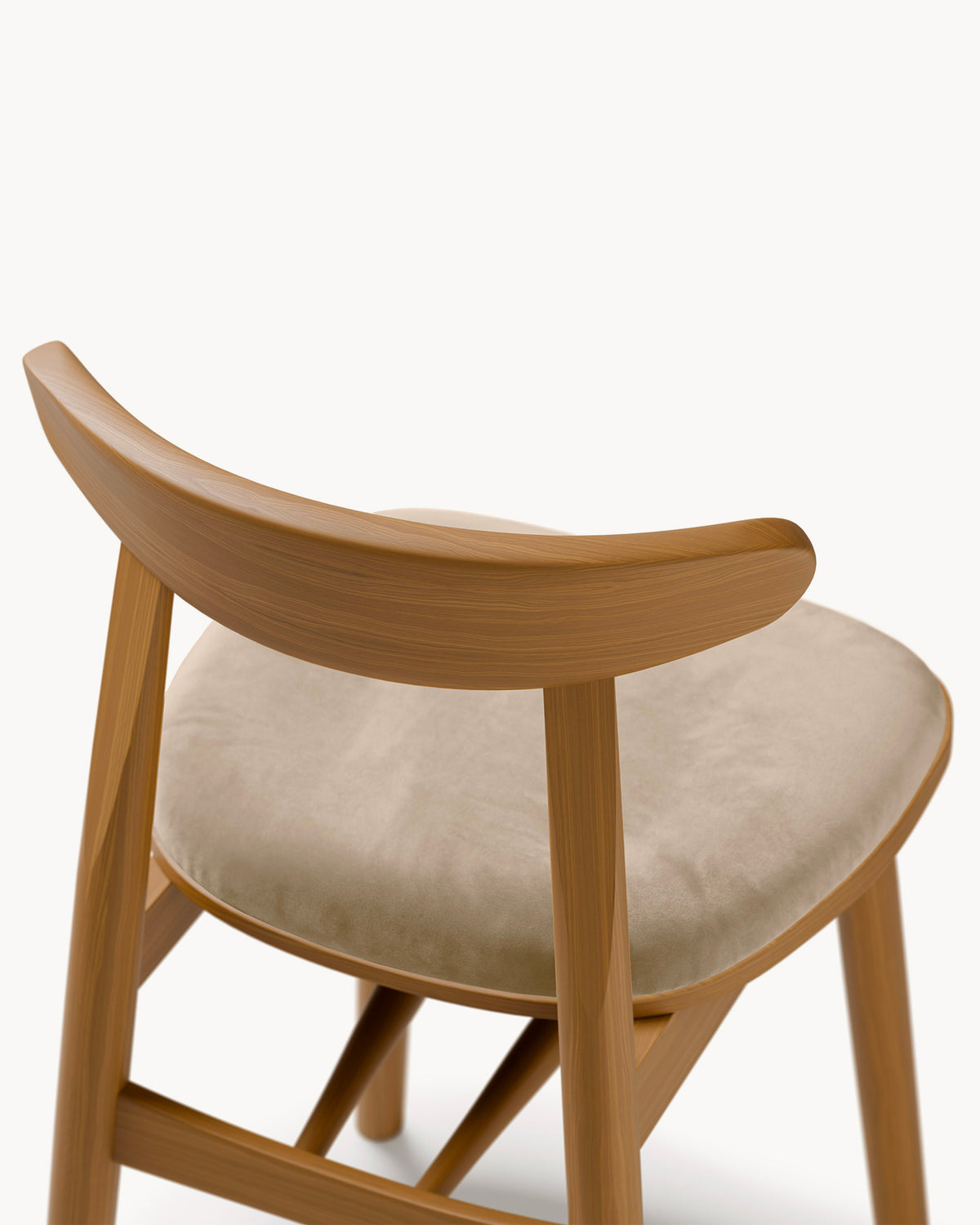 Sedia in legno con seduta in velluto Bony