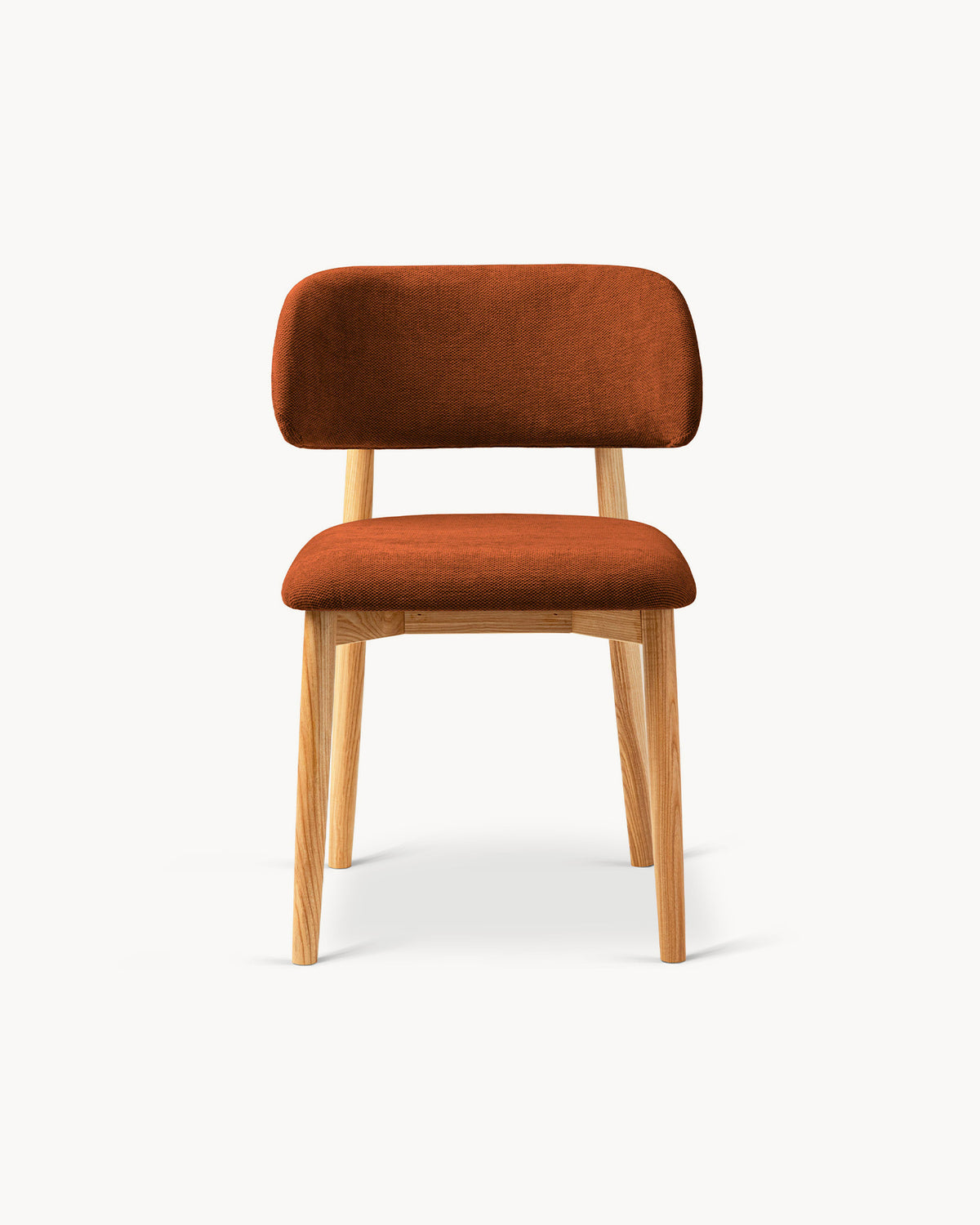Sedia imbottita in chenille e legno Evan