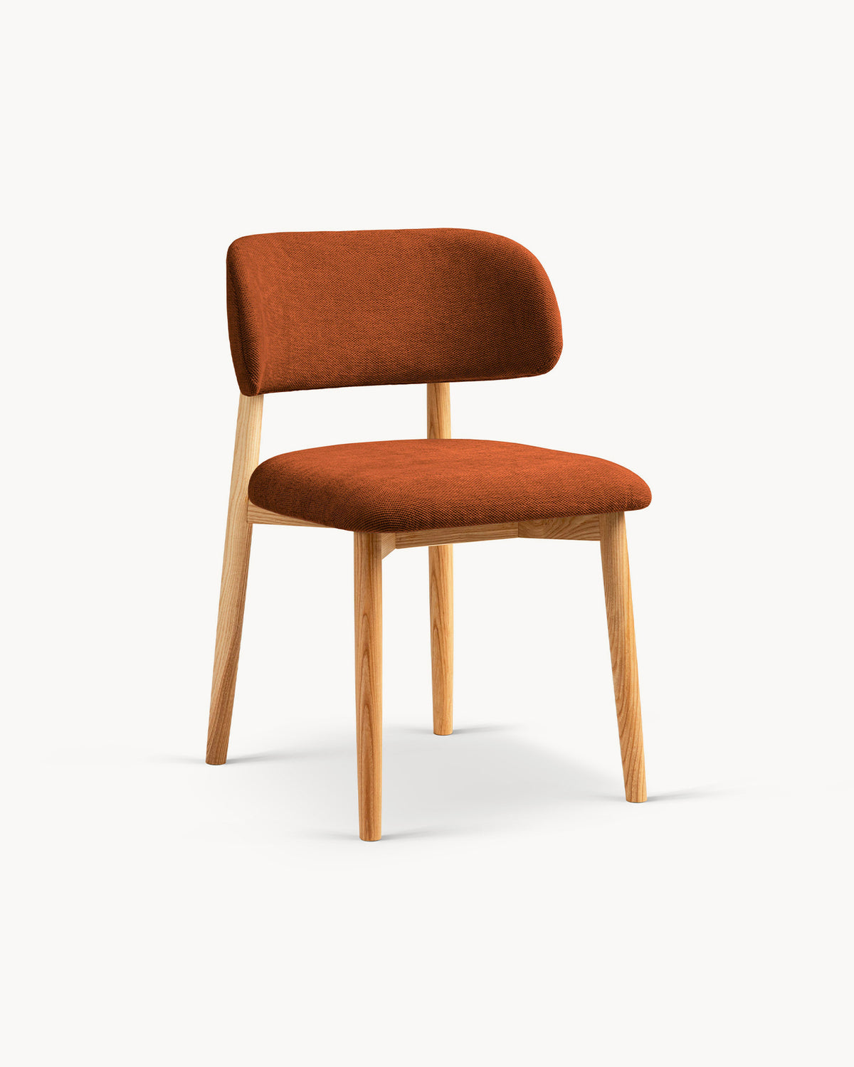 Sedia imbottita in chenille e legno Evan