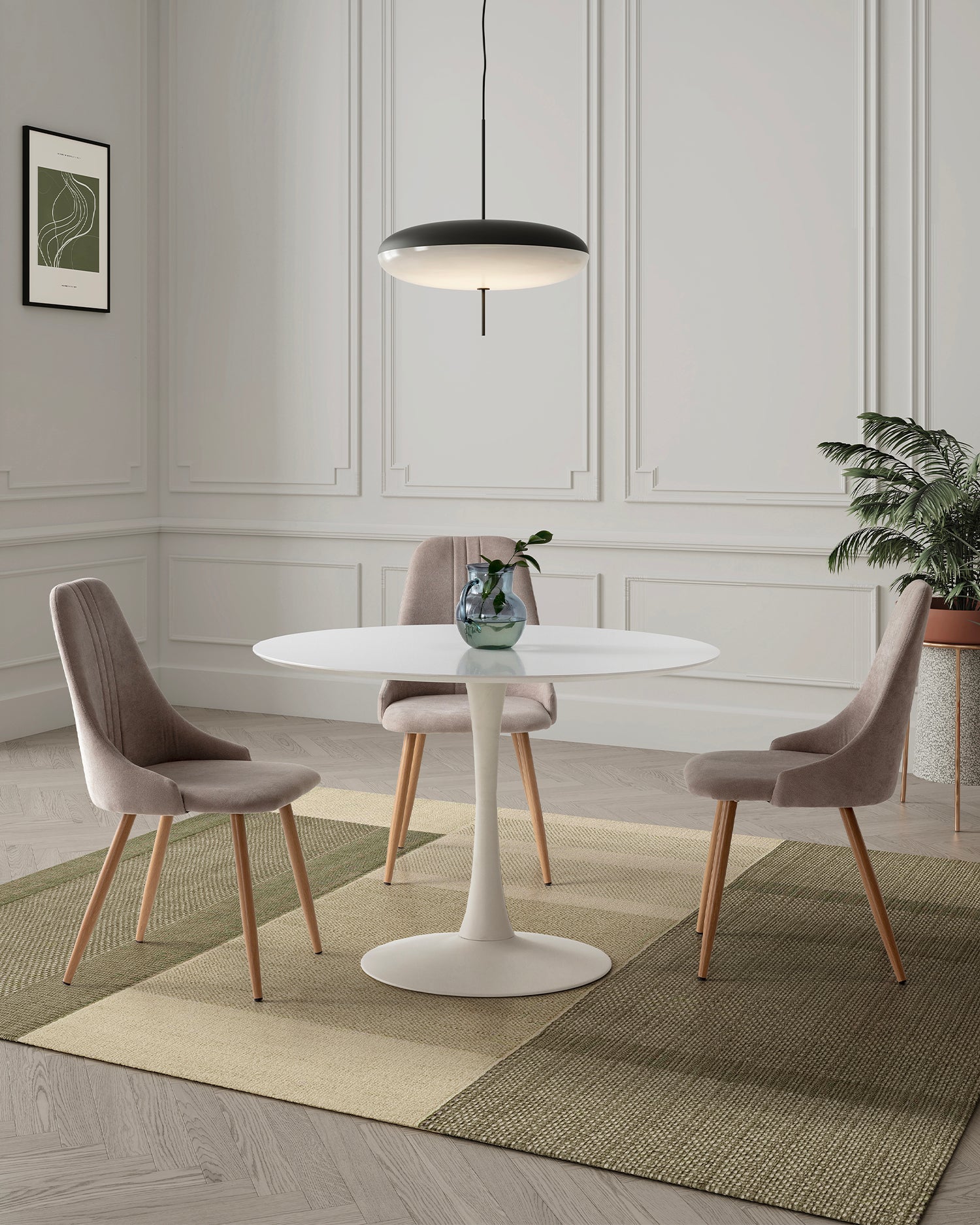 Tavolo da pranzo rotondo con base in metallo Oda