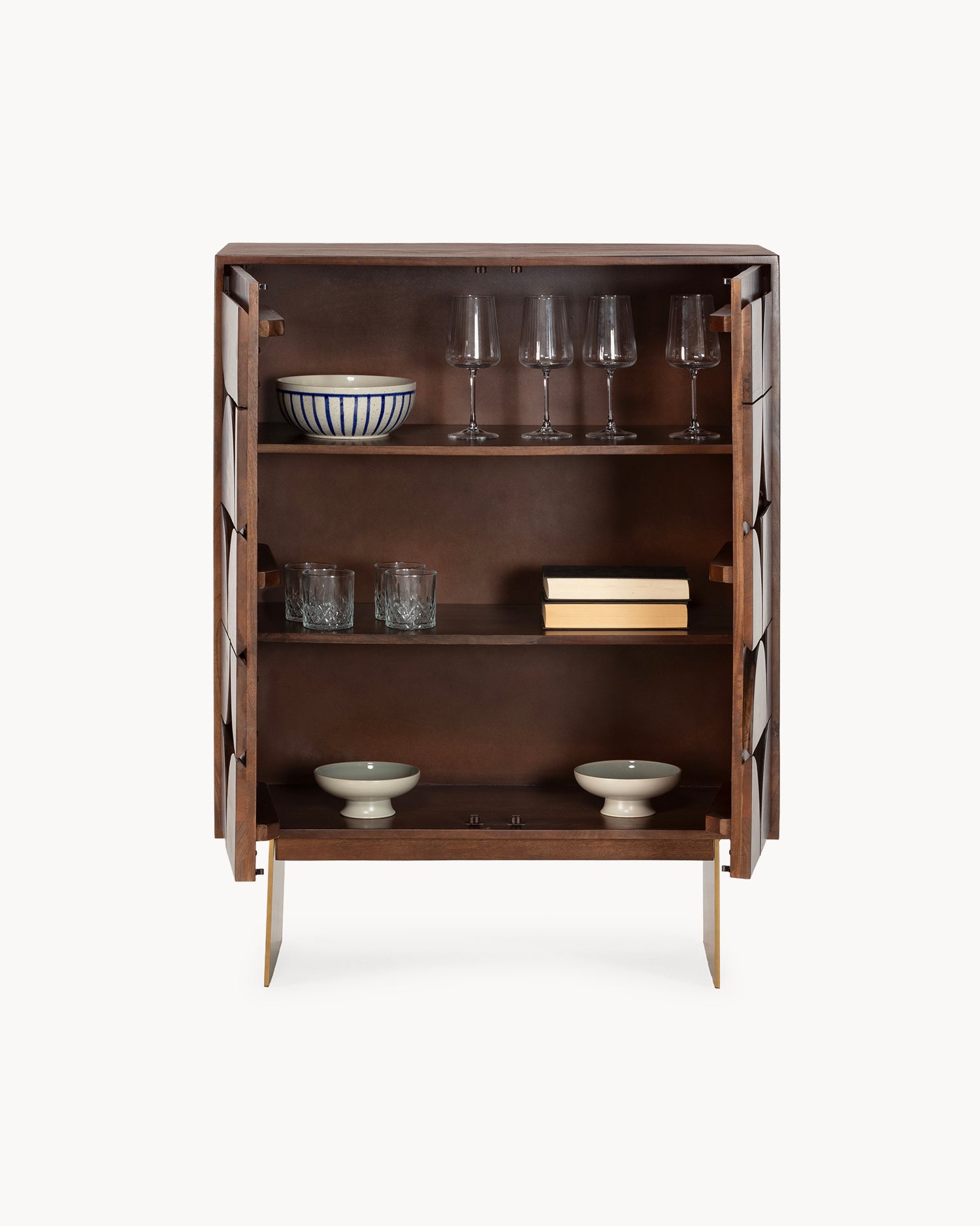 Credenza alta in legno di mango Trisha