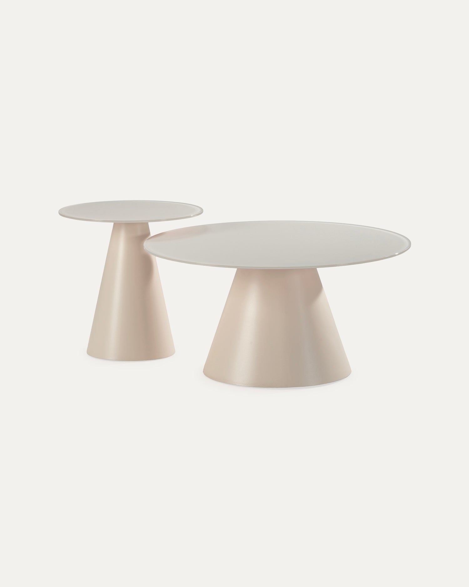 Set 2 tavolini da salotto con base in metallo e piano in vetro Vida