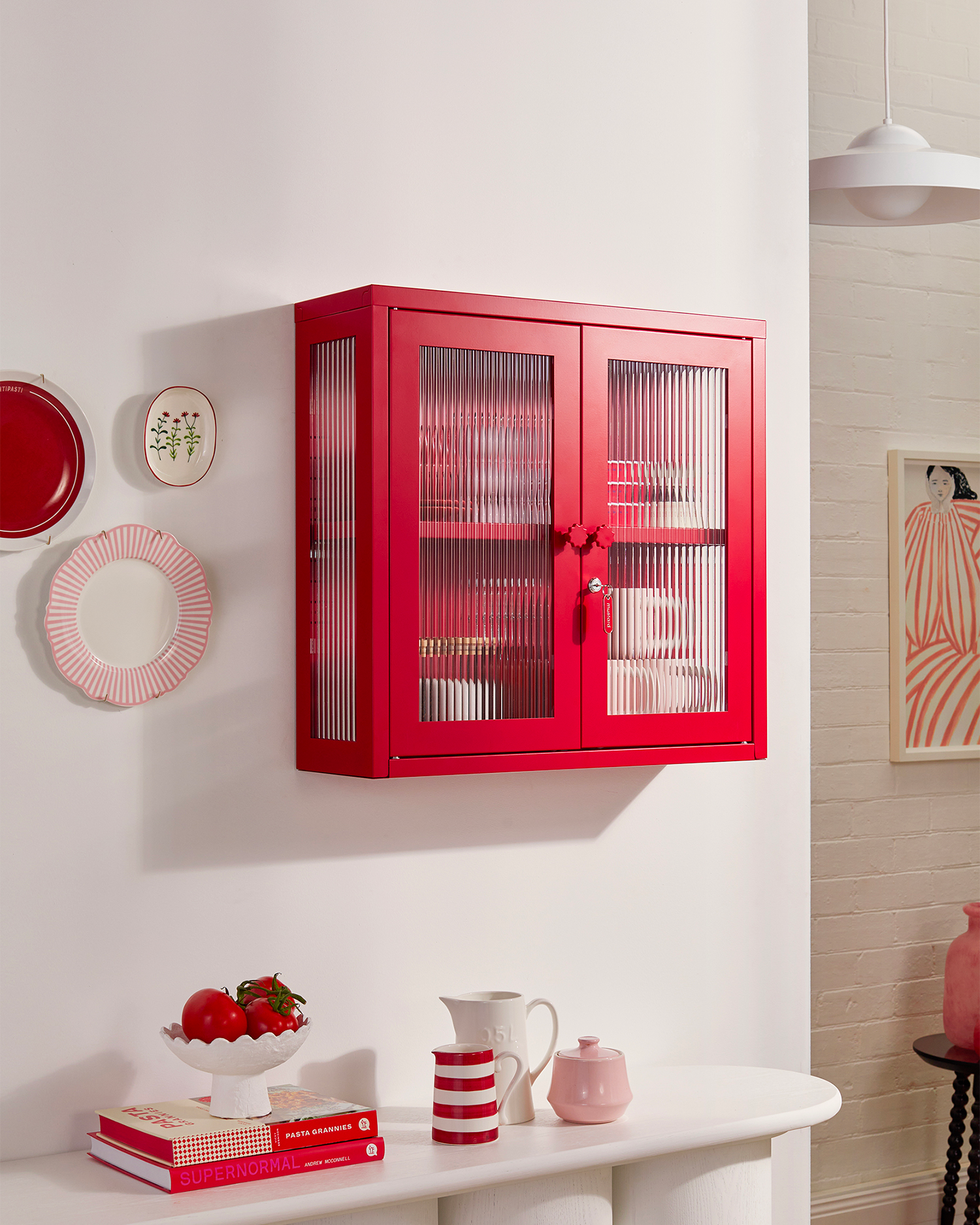 Vetrinetta da parete in metallo e vetro The Kit, rosso