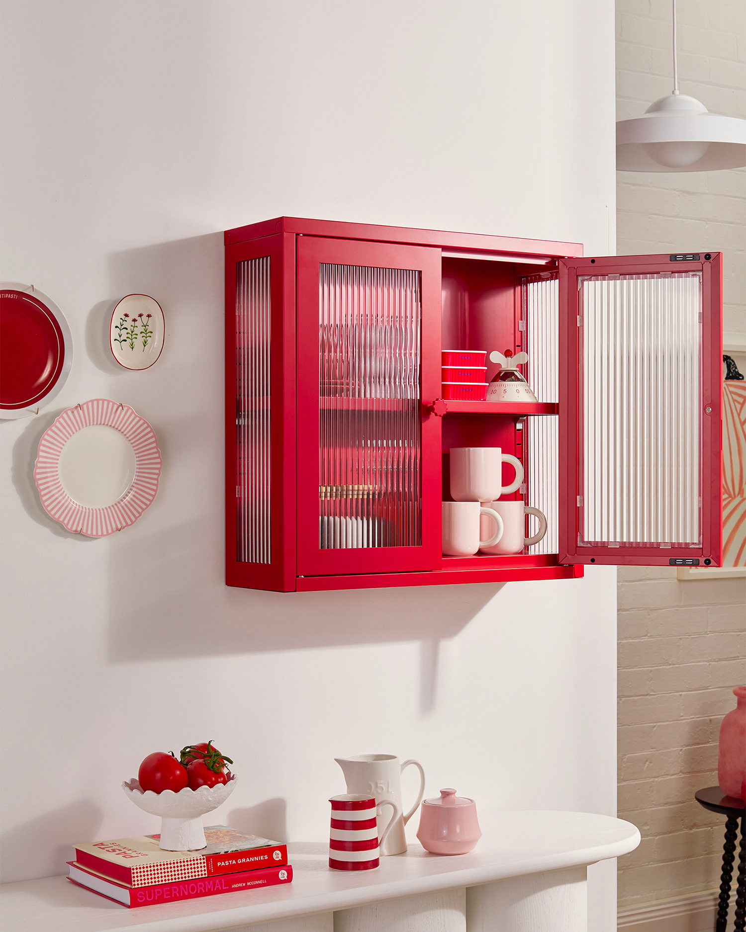 Vetrinetta da parete in metallo e vetro The Kit, rosso