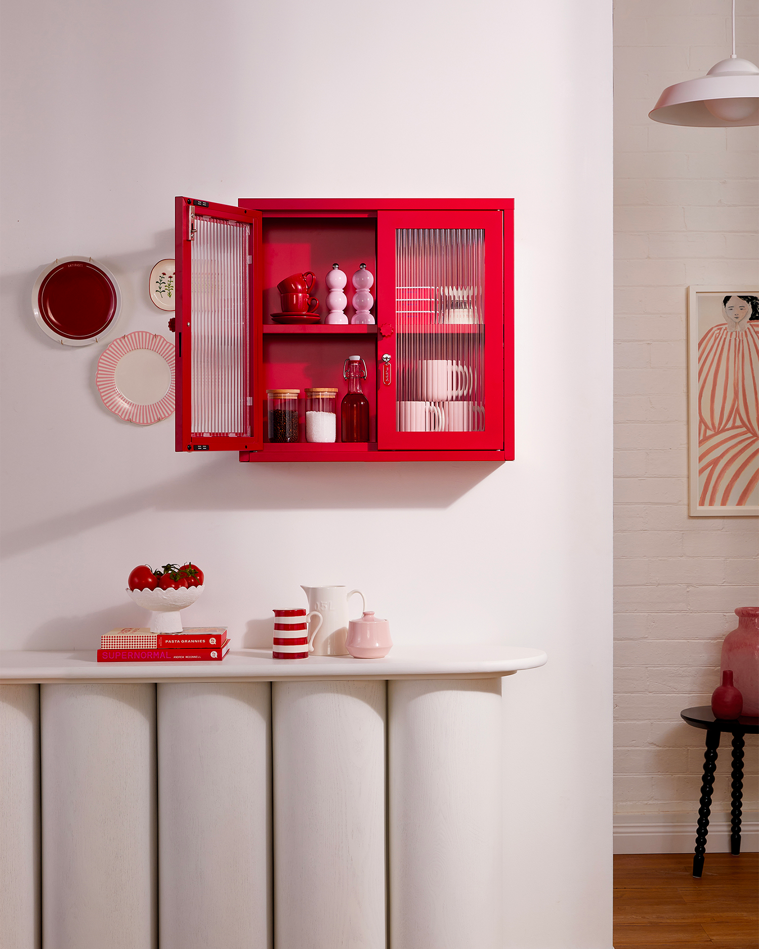 Vetrinetta da parete in metallo e vetro The Kit, rosso