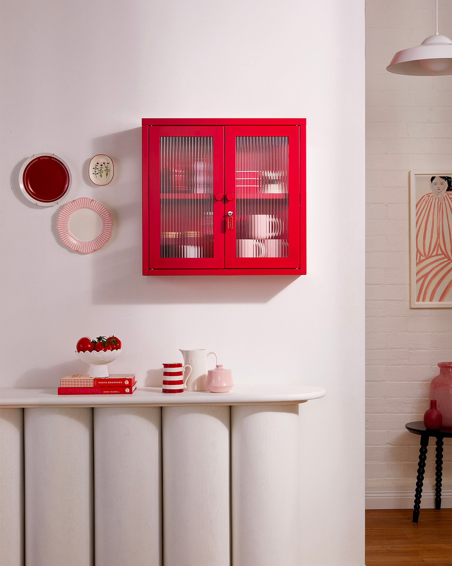 Vetrinetta da parete in metallo e vetro The Kit, rosso