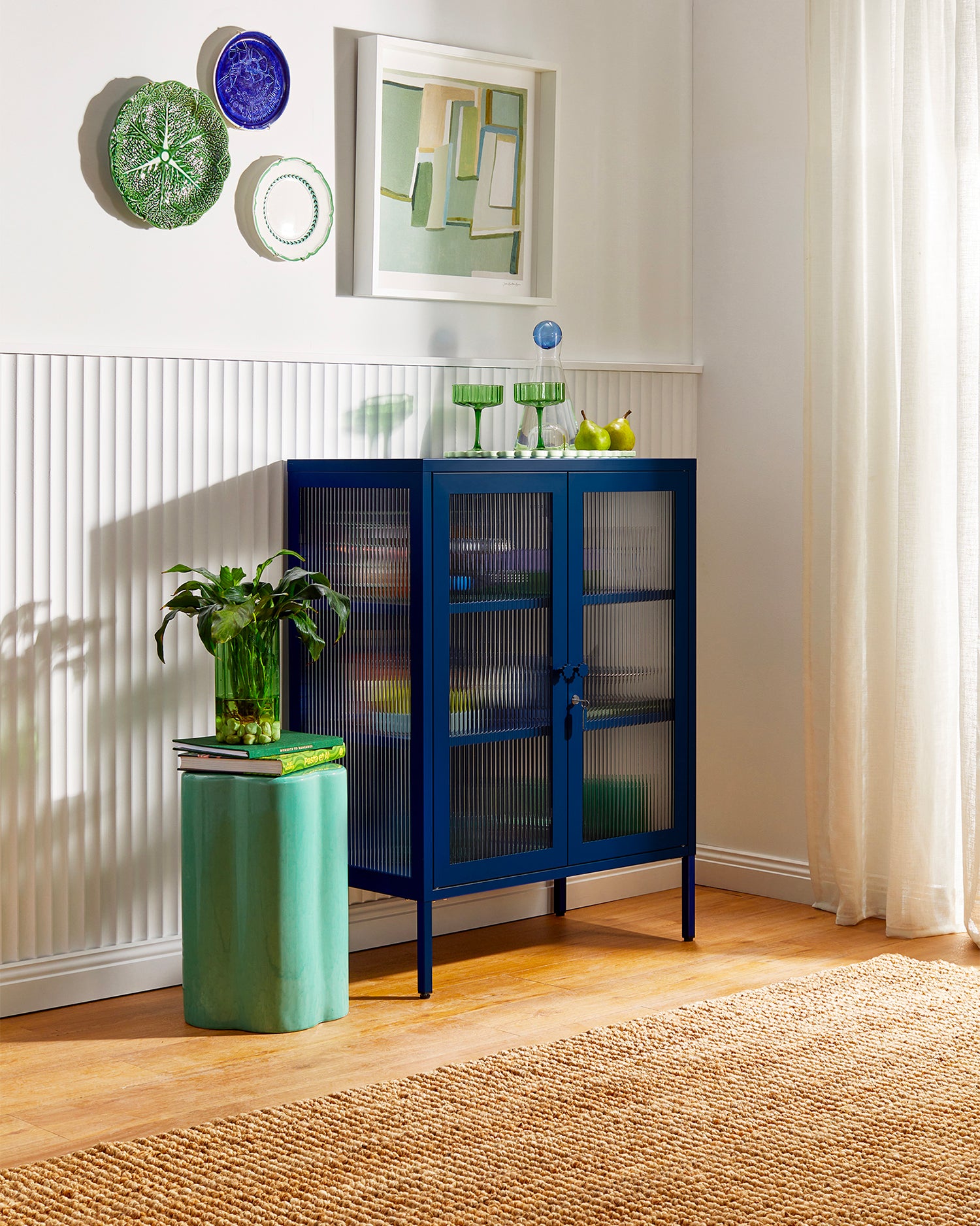Vetrinetta in metallo e vetro The Mixer, blu navy