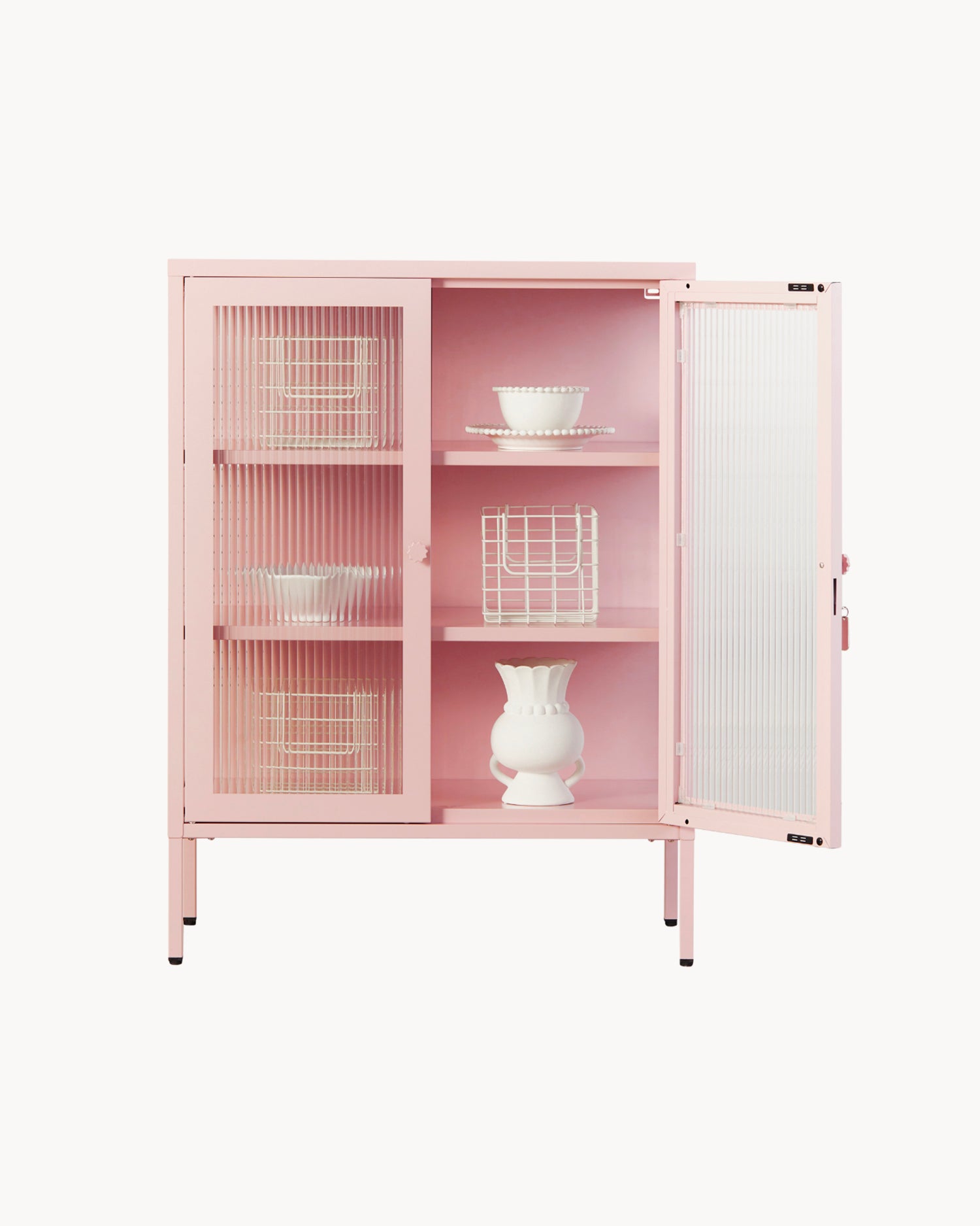 Vetrinetta in metallo e vetro The Mixer, rosa chiaro