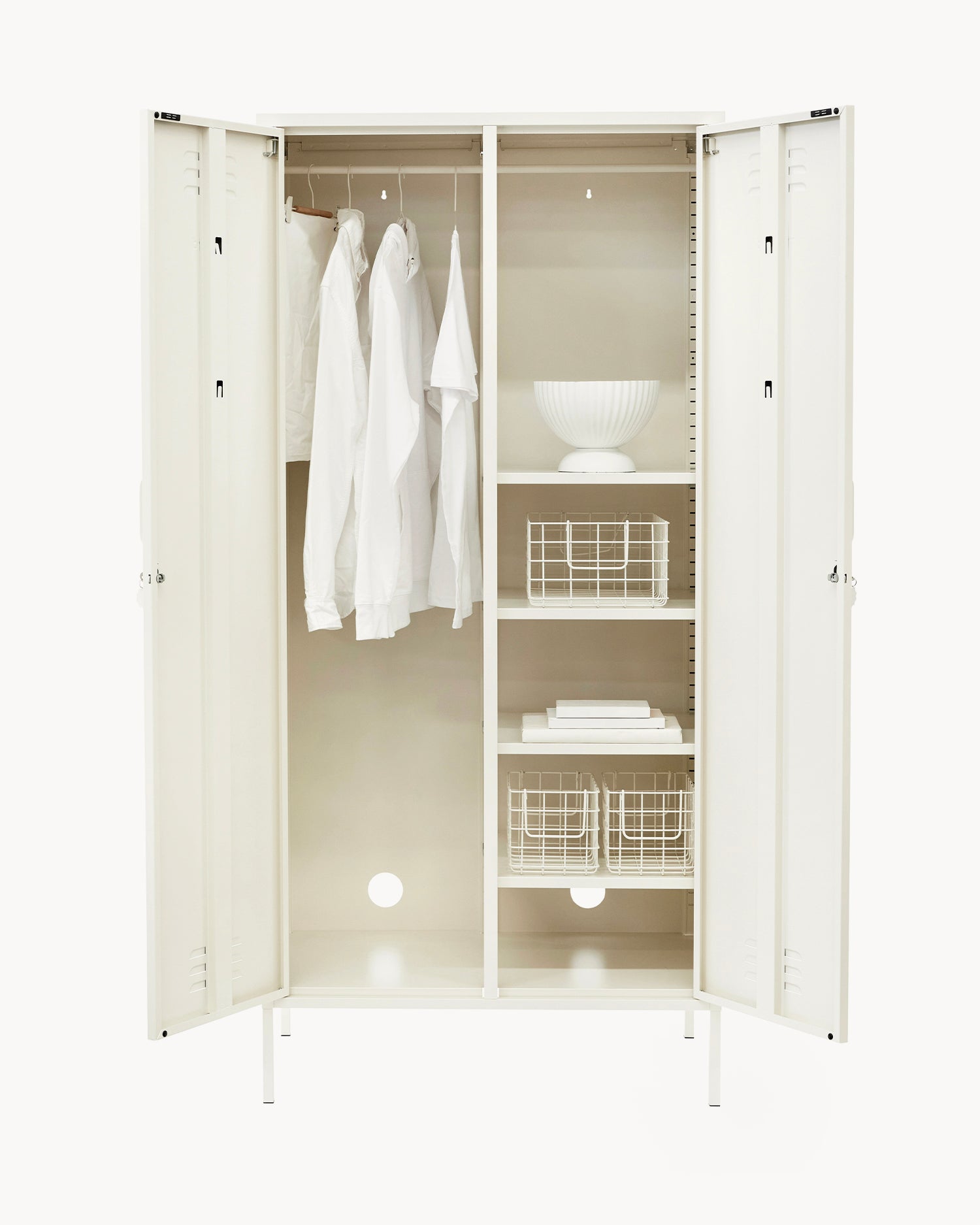 Armadio in metallo The Twinny, bianco latte