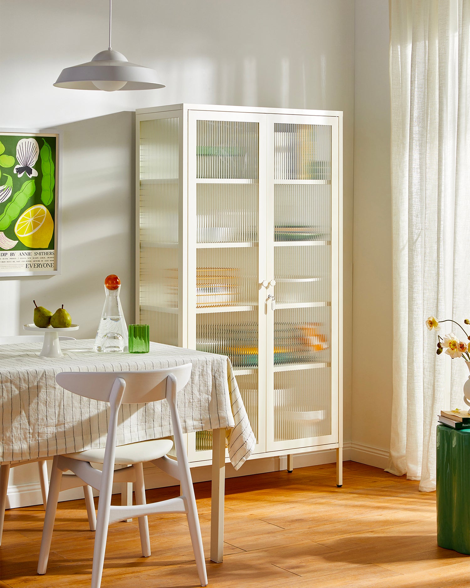 Vetrina in metallo e vetro The Collector, bianco latte