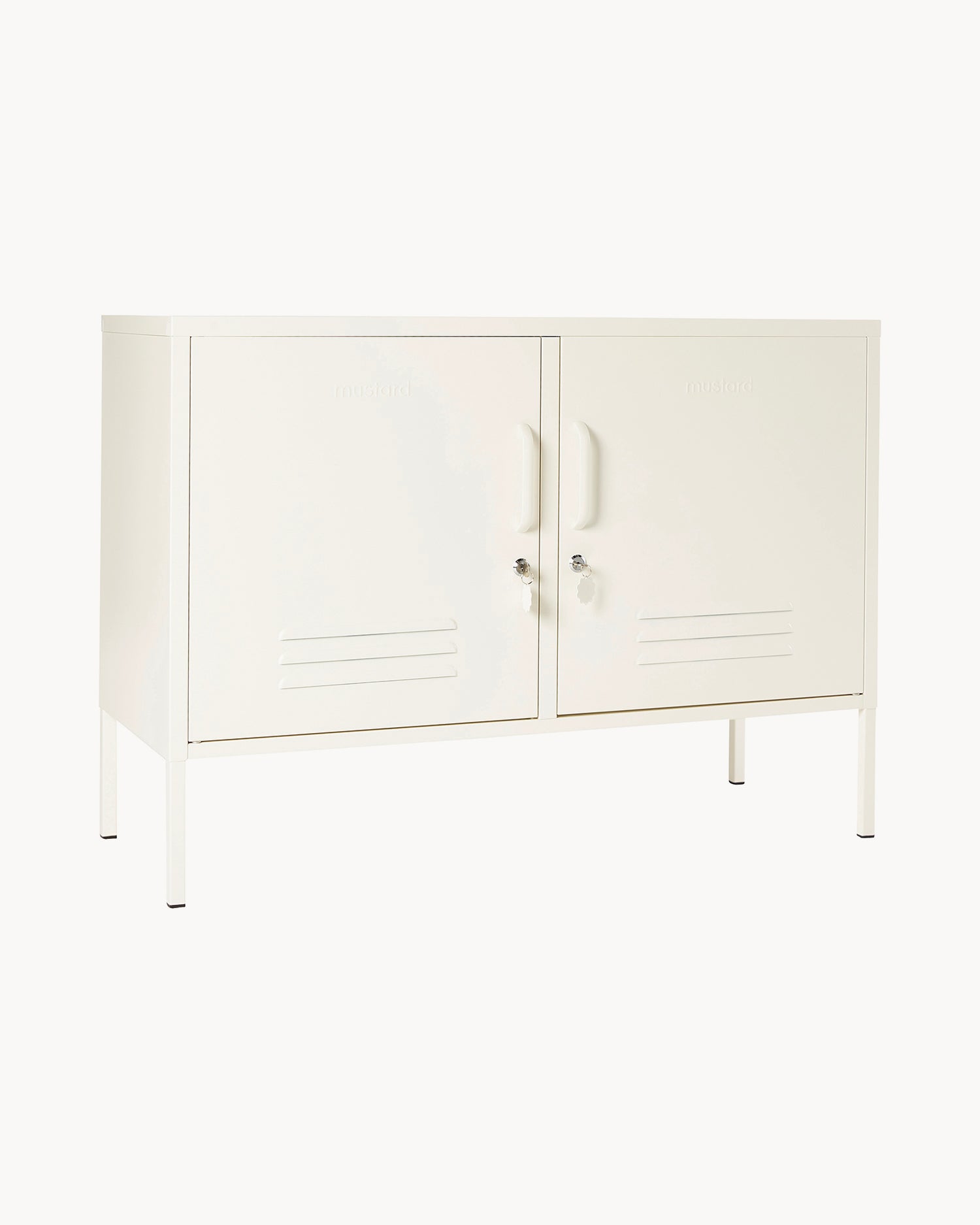 Credenza in metallo The Lowdown, bianco latte