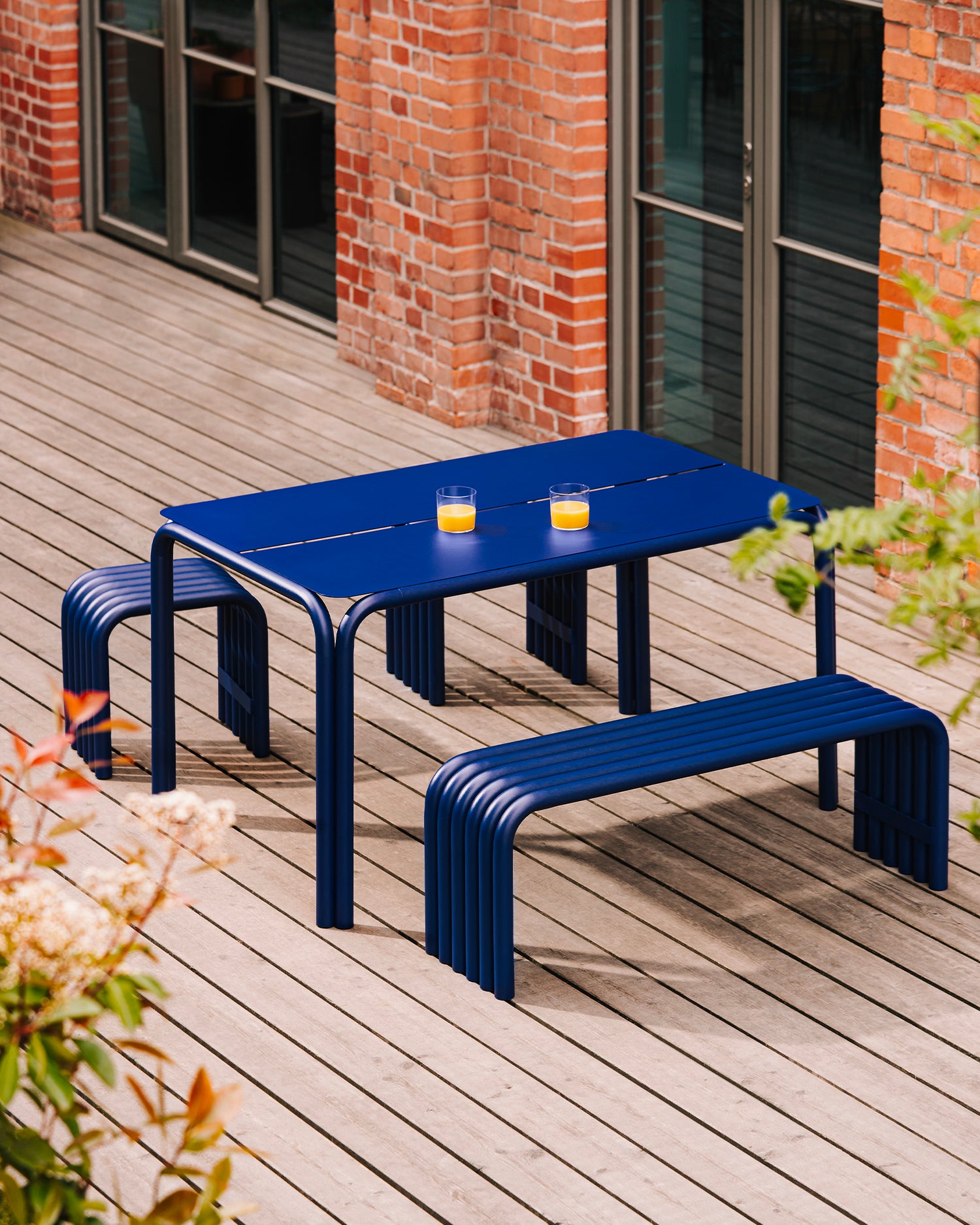 Sgabello in acciaio Nook, blu