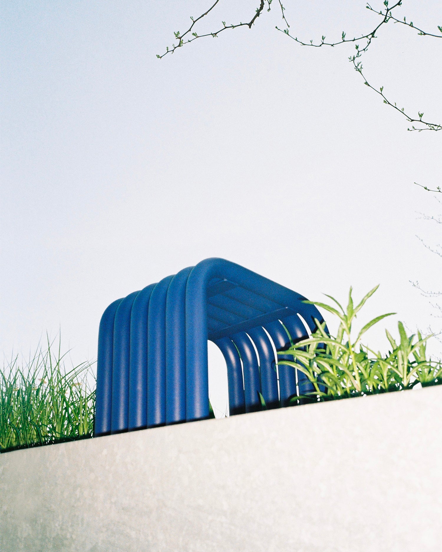 Sgabello in acciaio Nook, blu