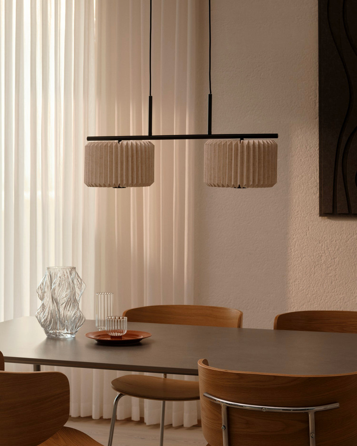Lampada a sospensione doppia in tessuto plissettato Vivienne Dual