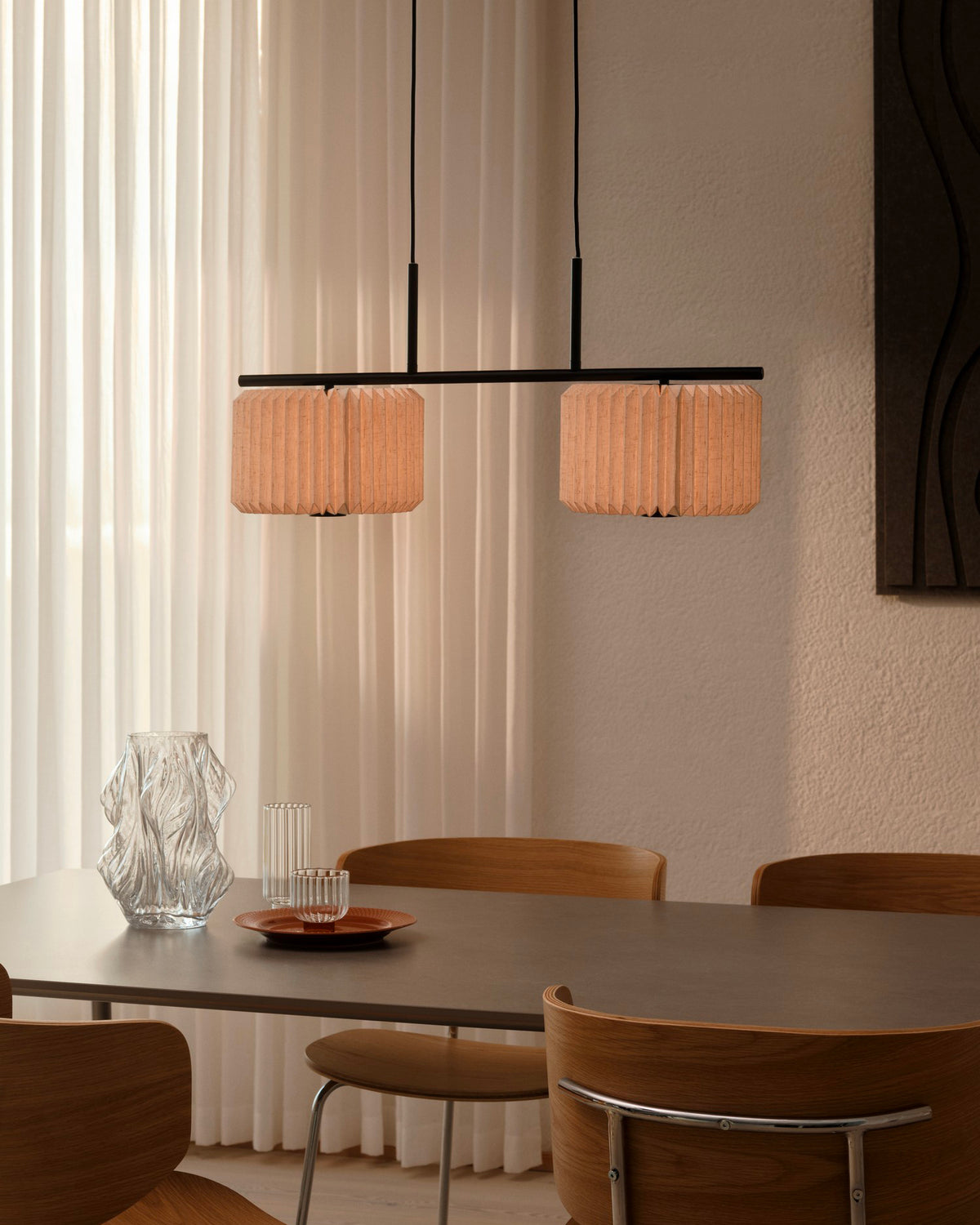 Lampada a sospensione doppia in tessuto plissettato Vivienne Dual