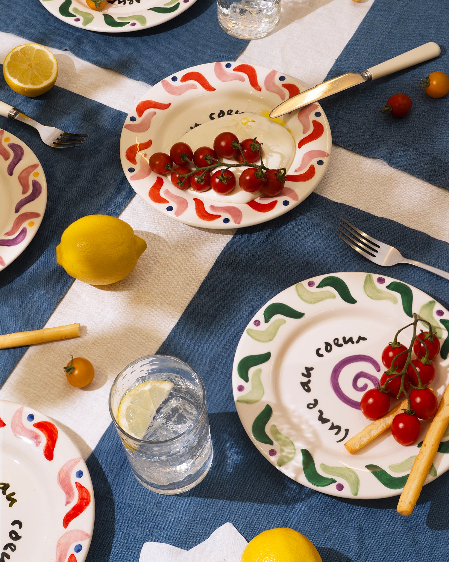 Set 4 piatti in argilla dipinti a mano Cala Secreta