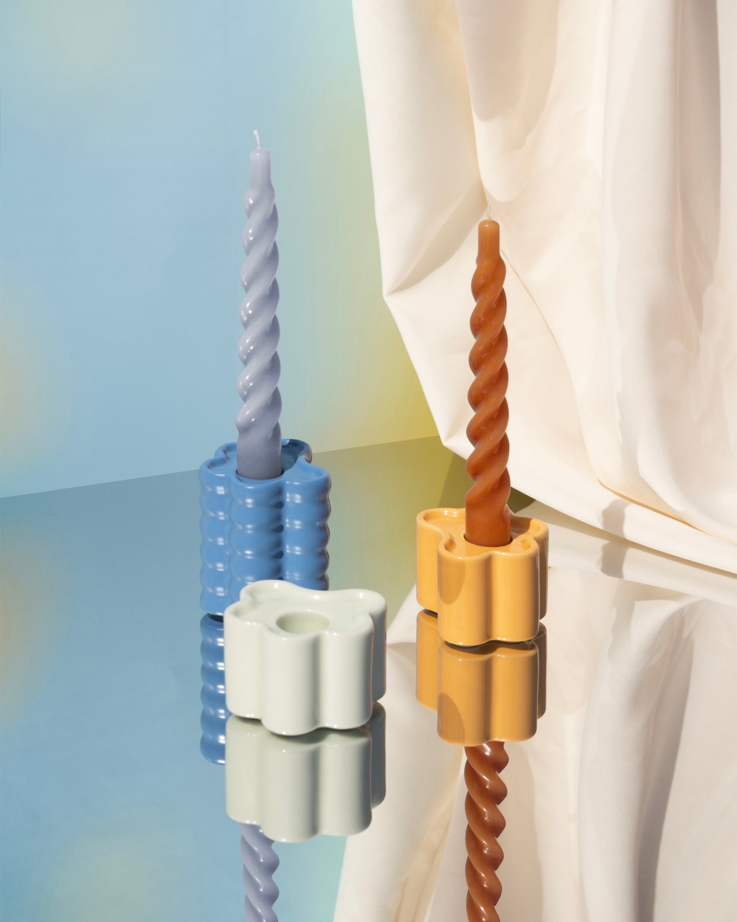 Portacandele in ceramica Flora