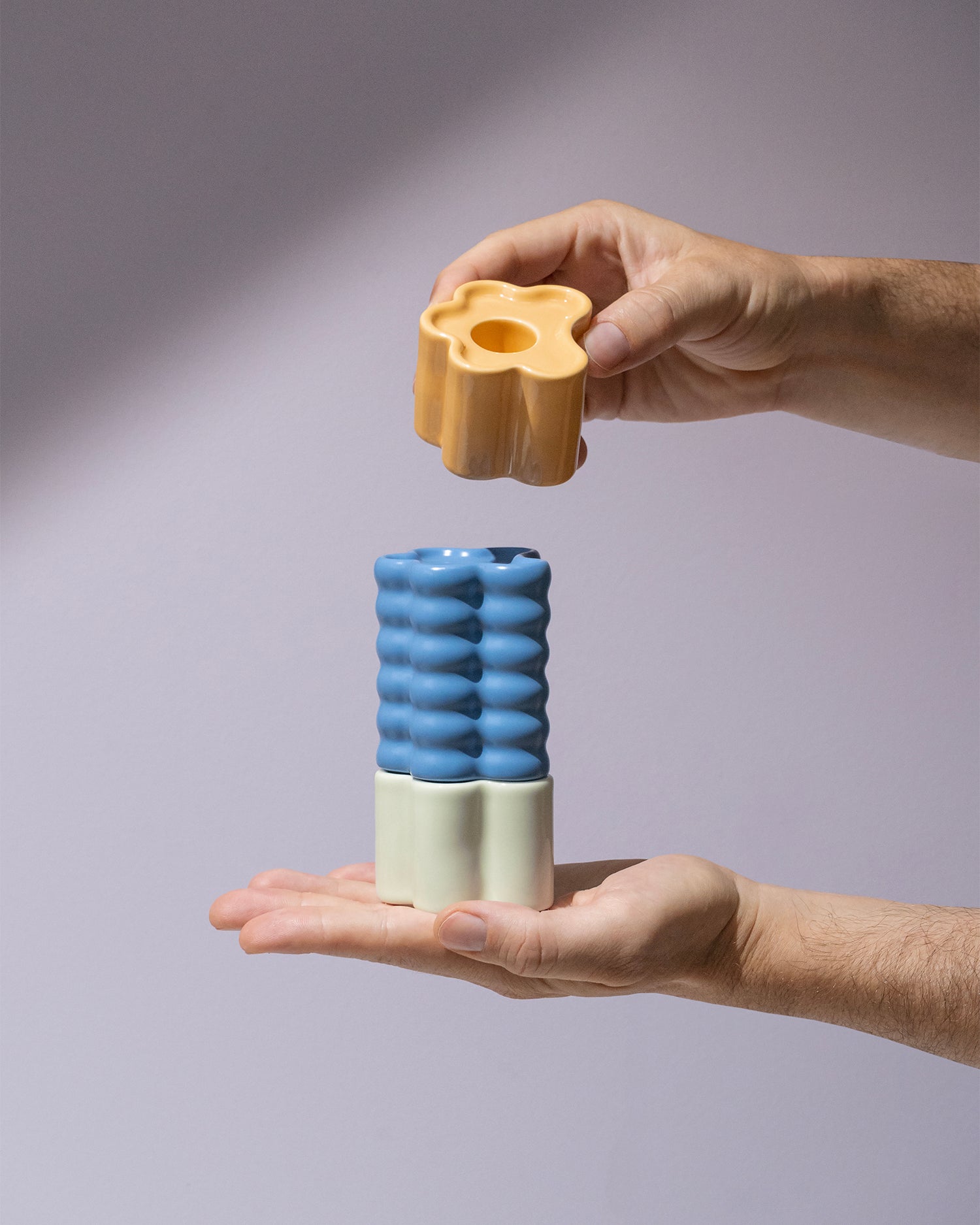 Portacandele in ceramica Flora