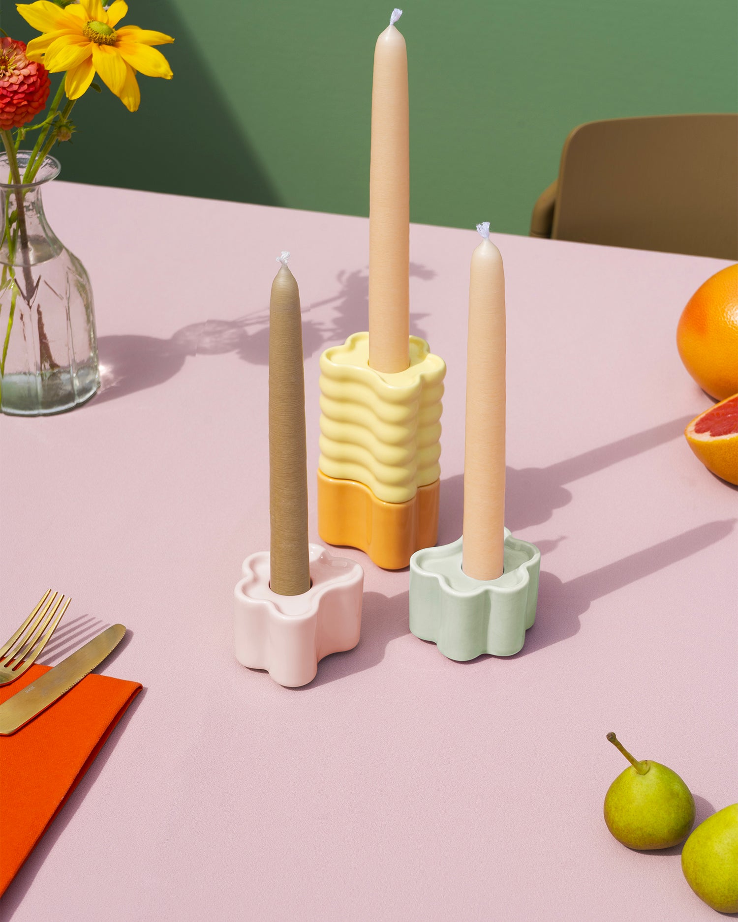 Portacandele in ceramica Flora