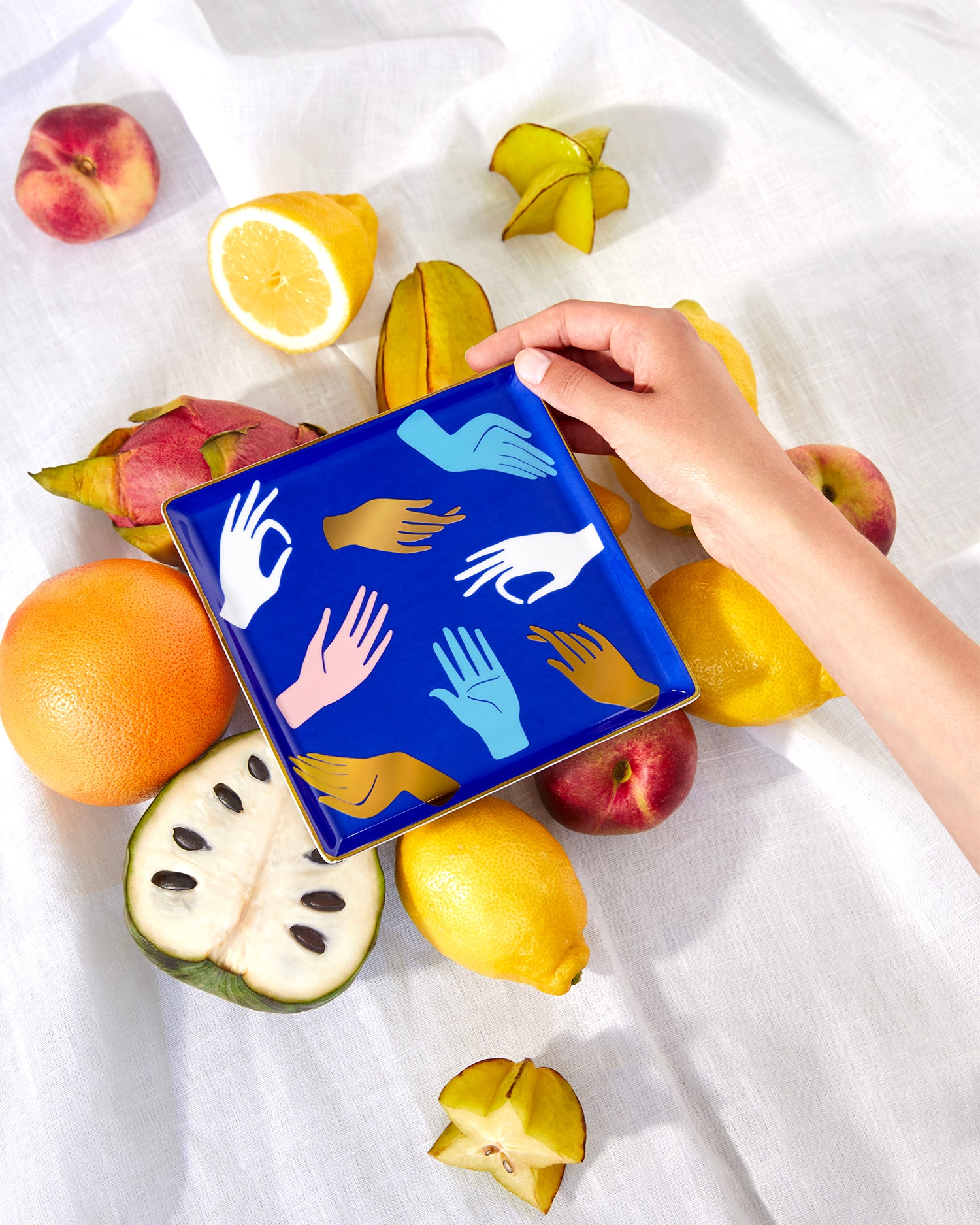 Vassoio decorativo in ceramica Hamsa