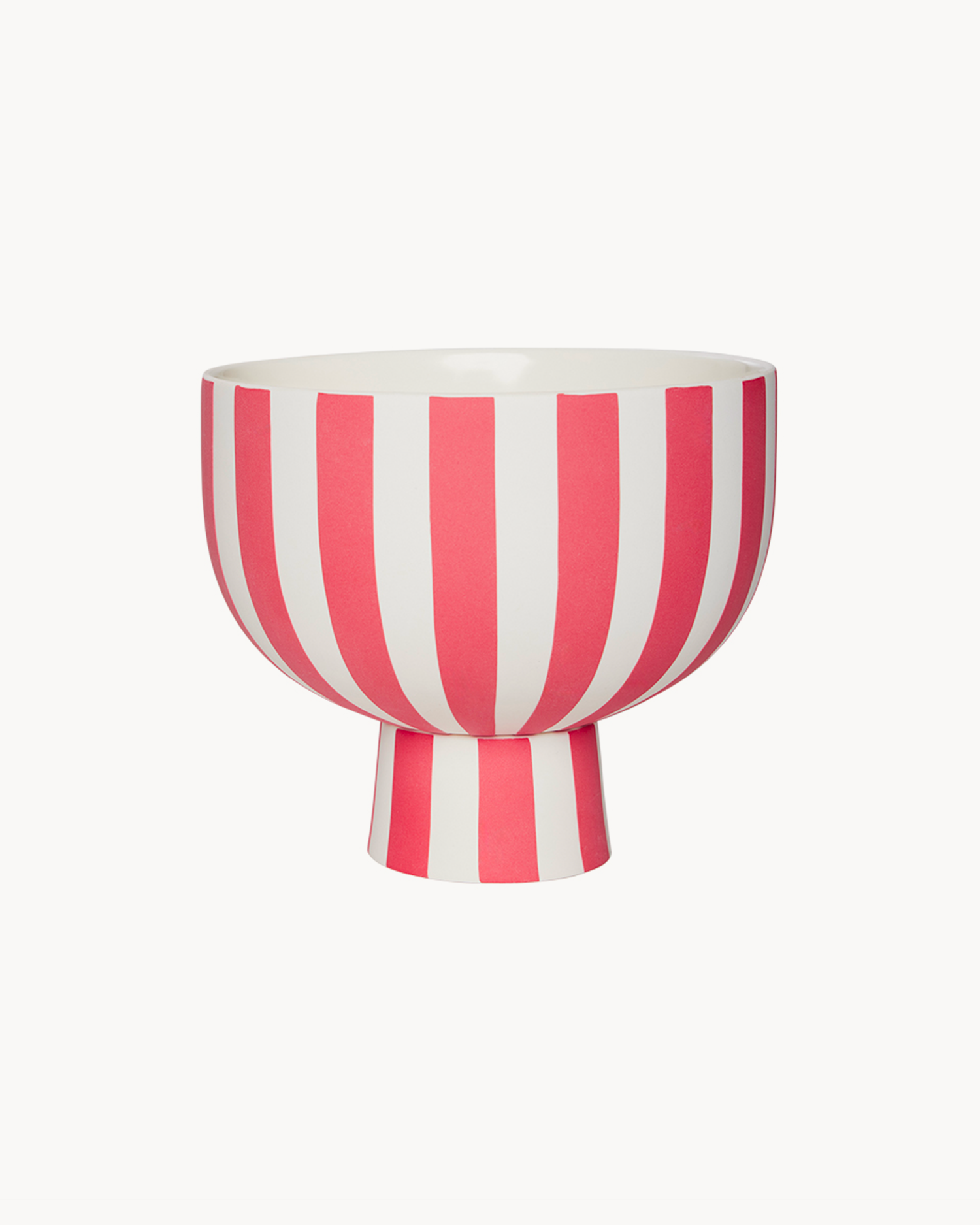 Bowl decorativa in ceramica fatta a mano con strisce rosse Toppu
