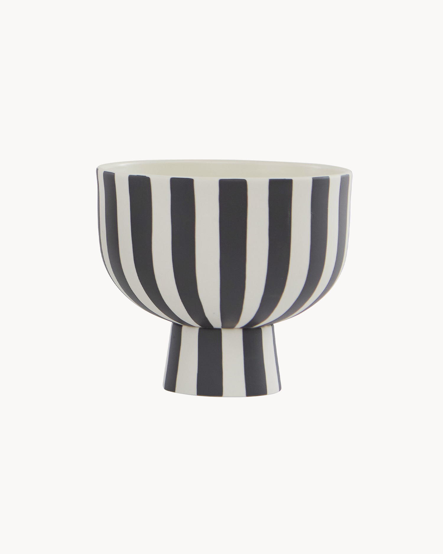 Bowl decorativa in ceramica fatta a mano con strisce nere Toppu