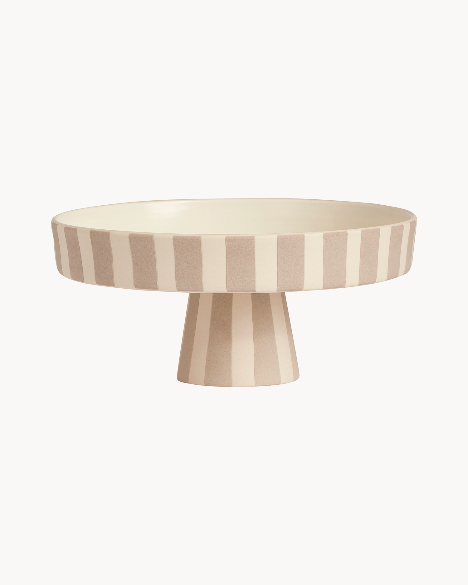 Alzatina piccola in ceramica con strisce grige Toppu