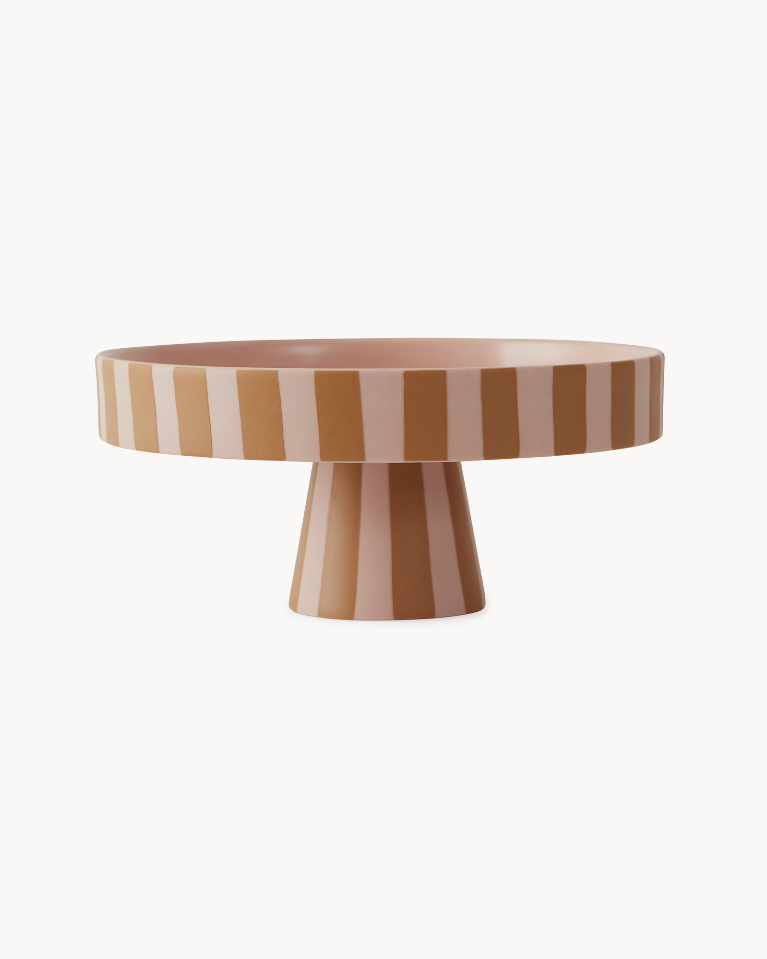 Alzatina piccola in ceramica con strisce rosa Toppu