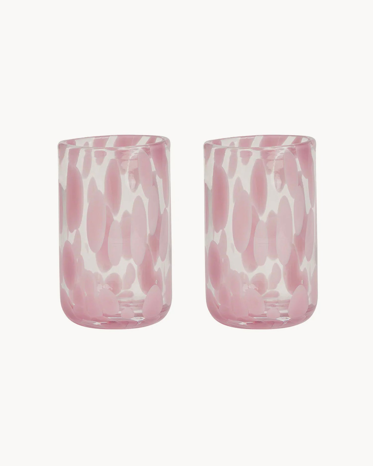 Set 2 bicchieri in vetro con pois realizzati a mano Jali